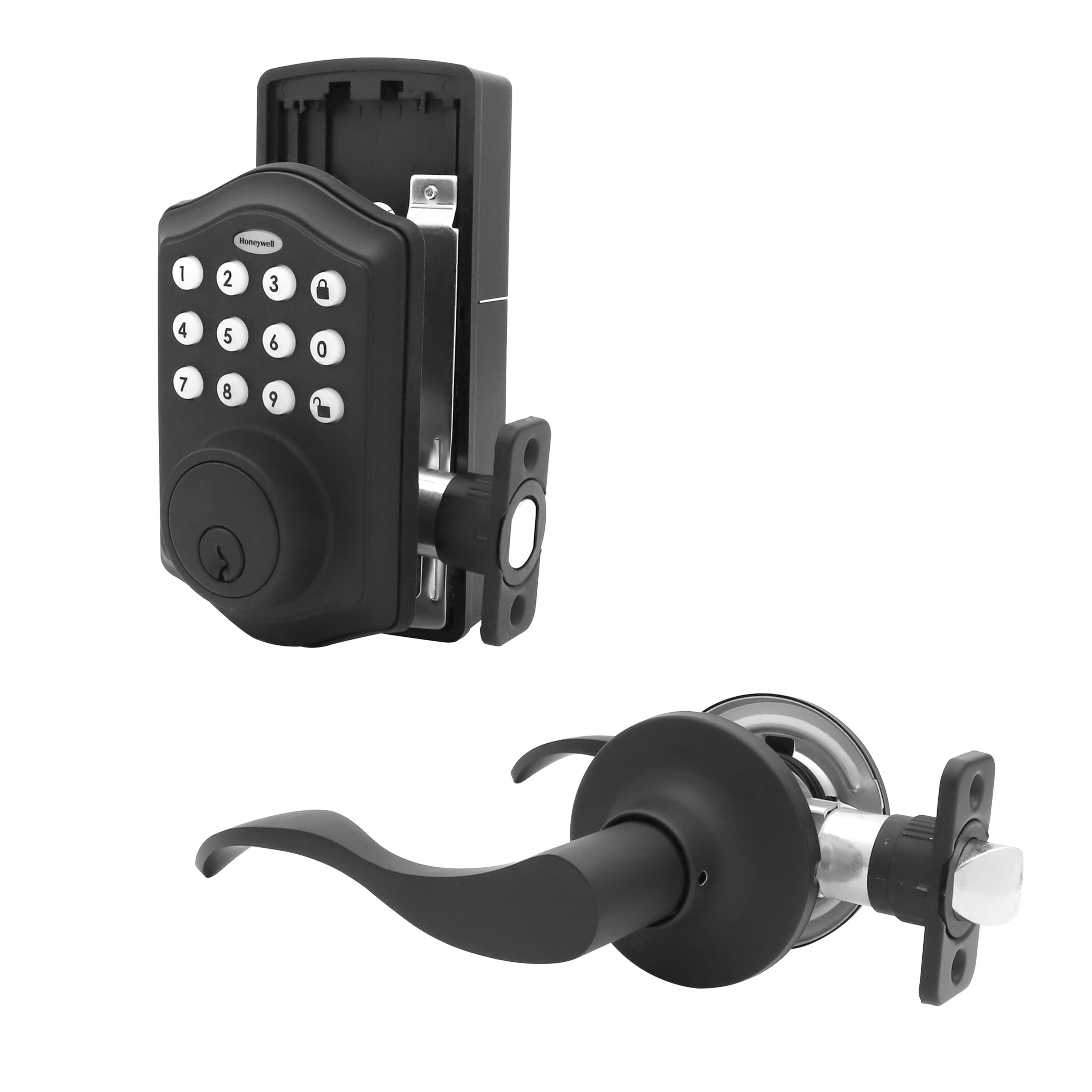 Honeywell Matte Black Electronic Deadbolt with Keypad in the Electronic ...