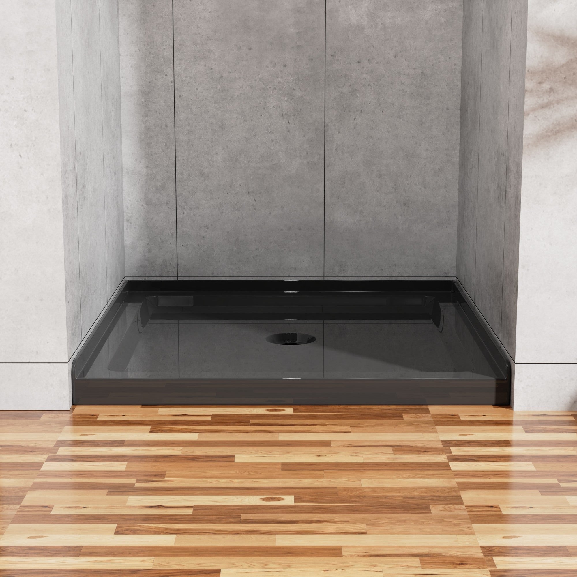 Boyel Living 36x36 Inch Shower Base 3.5 Inch Height Anti Slip Acrylic ABS Center Drain Single Threshold Black