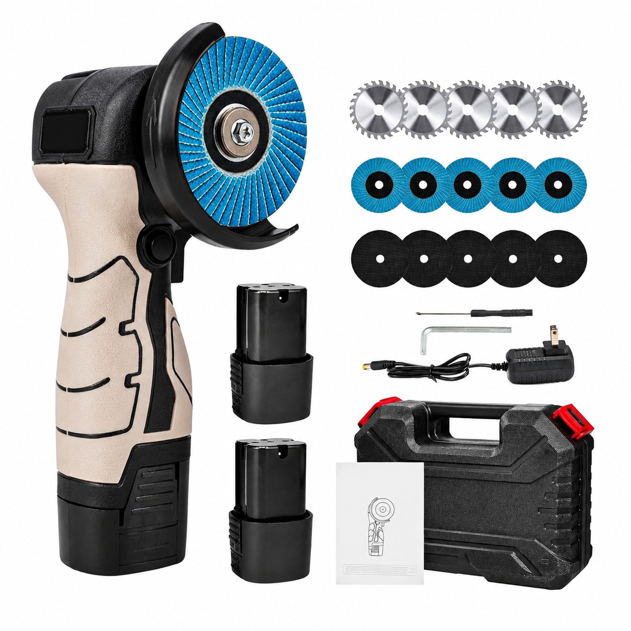 Avid Power Cordless Brushless Angle Grinder Kit 16.8V 2000mAh 7000 RPM 20 Cutting Discs #646027187104