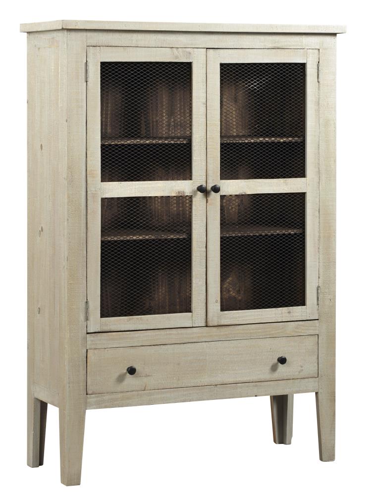 Progressive Furniture A518-20 Isabella Transitional Washed Linen and Pine Wood Pine Kitchen Hutch