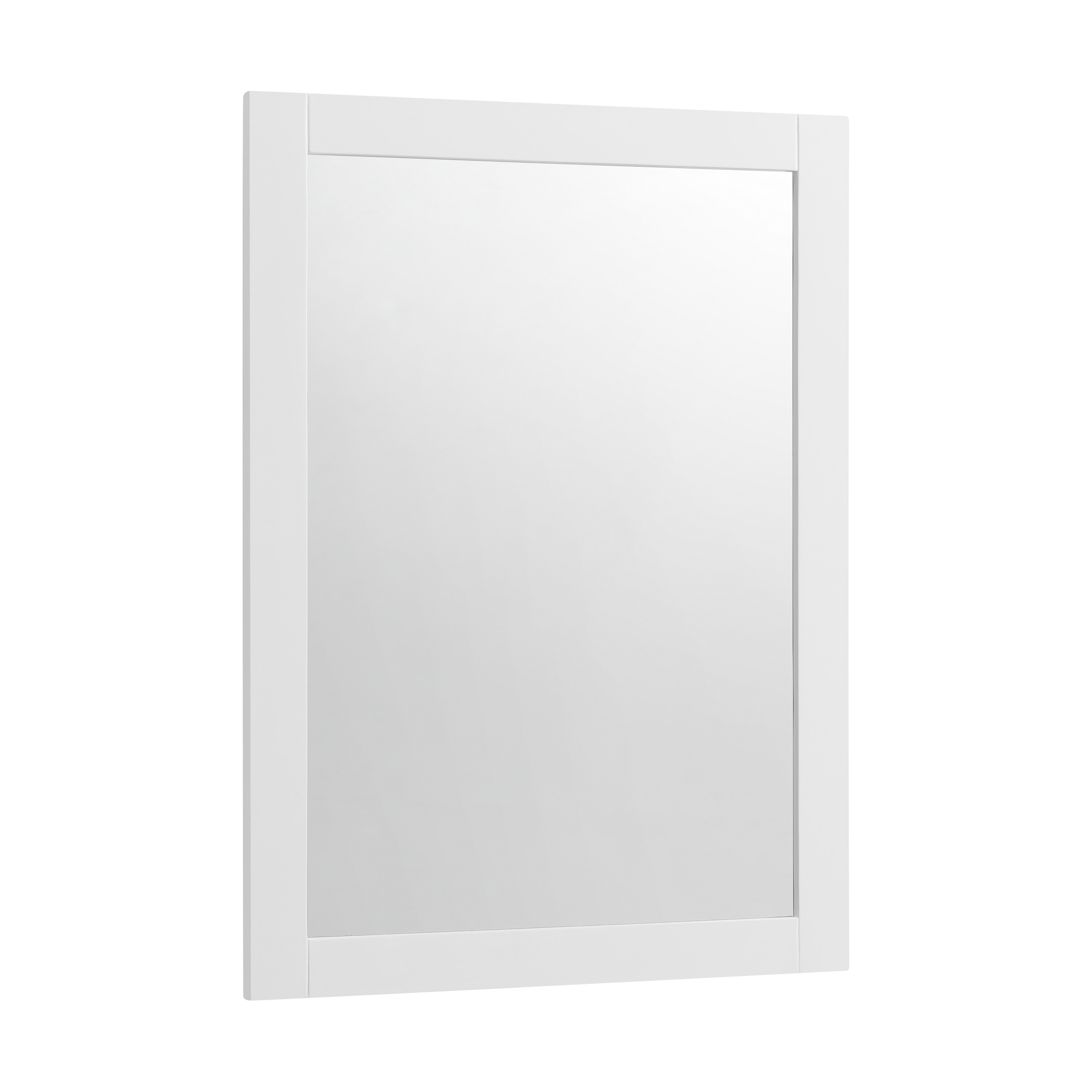allen + roth Rowan 22-in x 30-in Swan White Framed Bathroom Vanity Mirror at