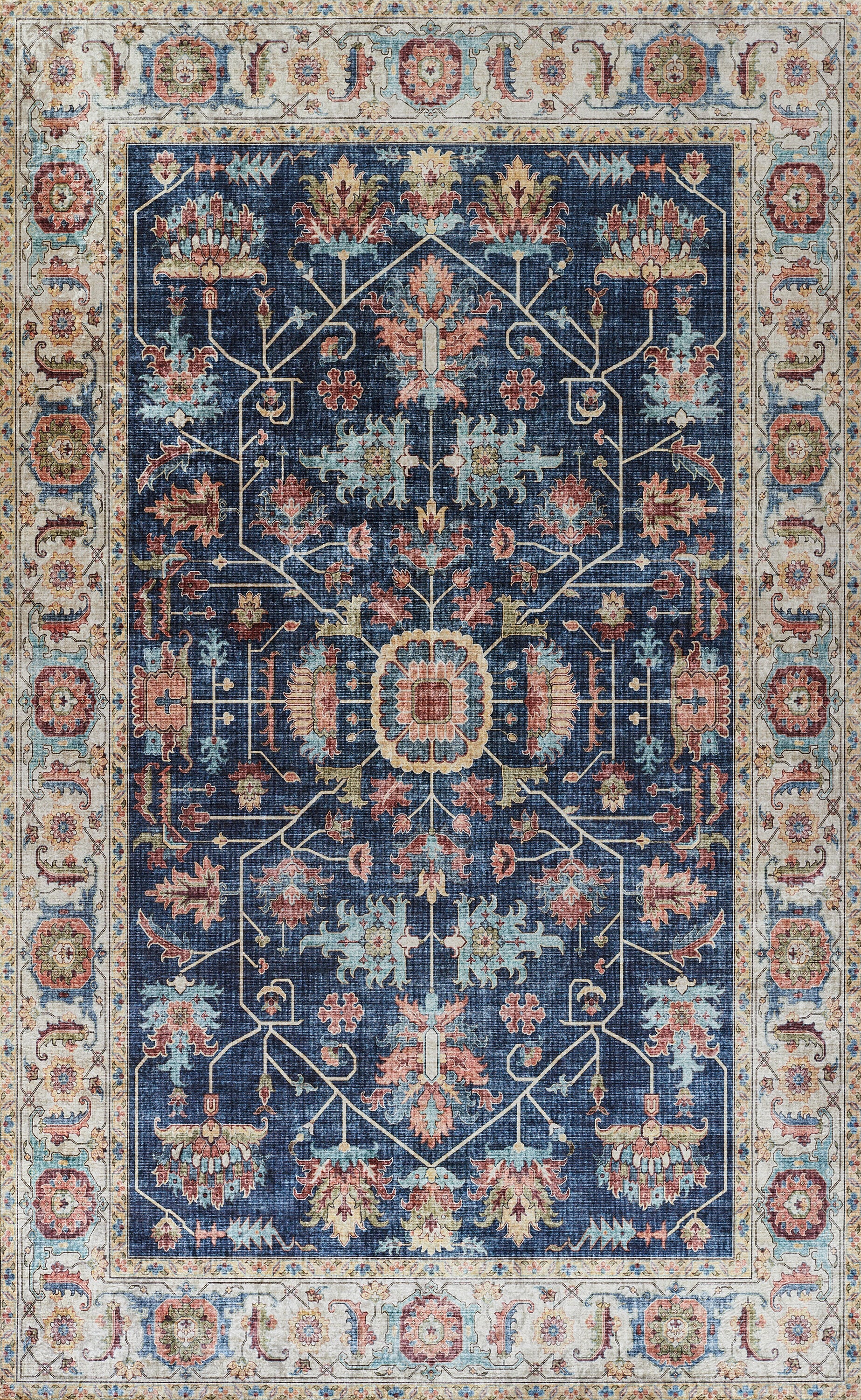 Momeni KARACKAR-9NVY2030 2 x 3 (ft) Loomed Polyester Navy Rectangular Indoor Vacuum regularly Area rug