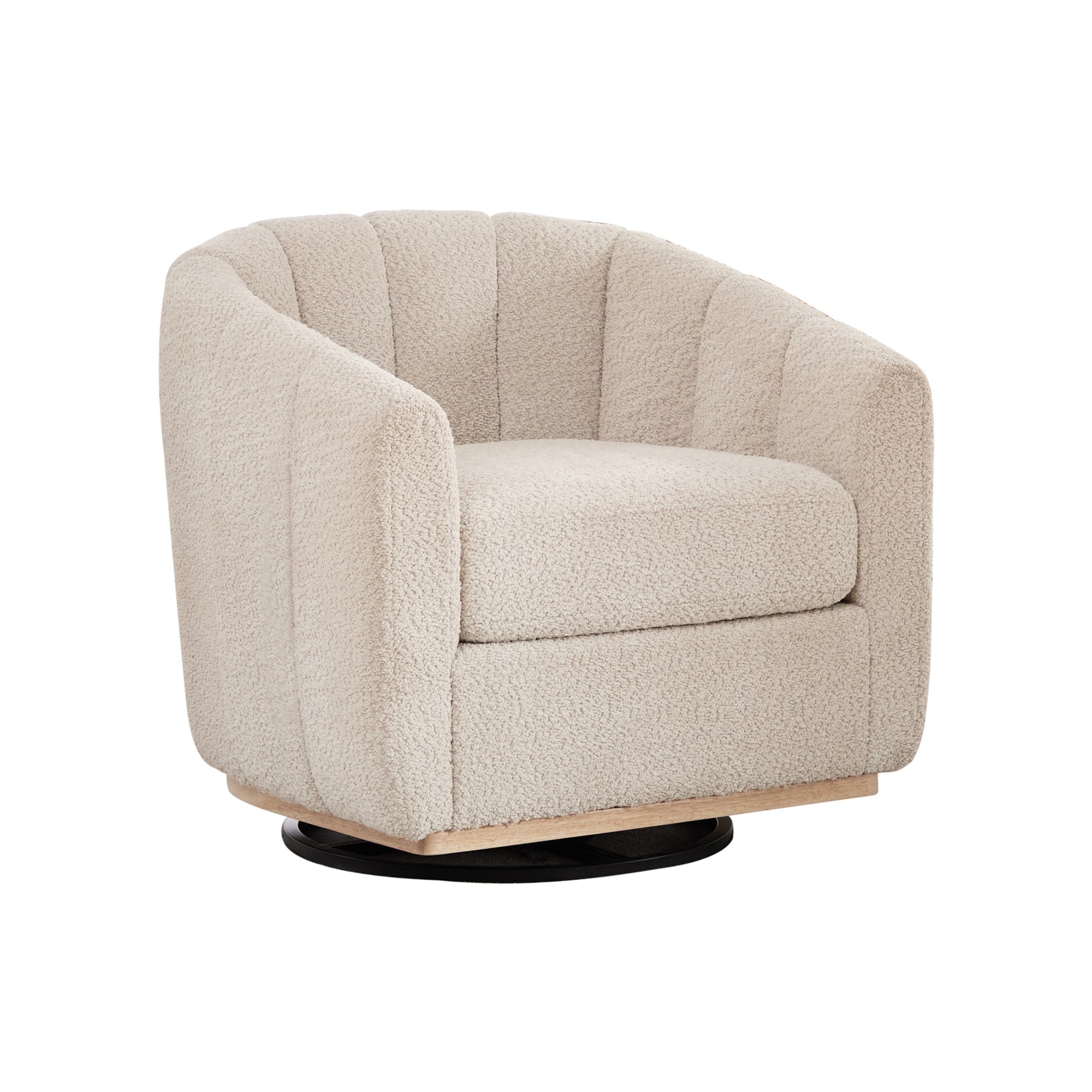 Bybafun - 31.9-in W Casual Wheat Chenille Swivel Barrel Armchair