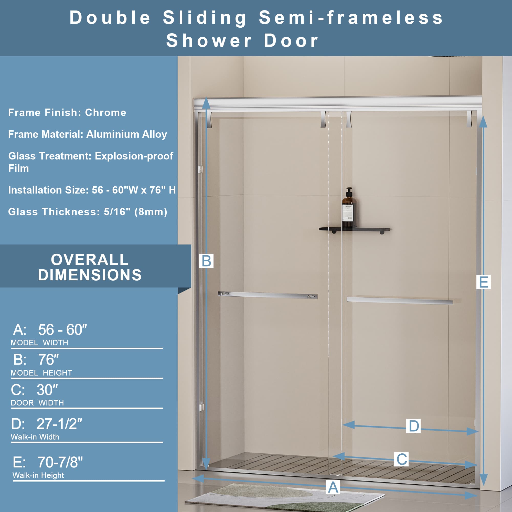 Abruzzo 24D212-60C-COMBO Shower-Doors - Thumbnail View #4