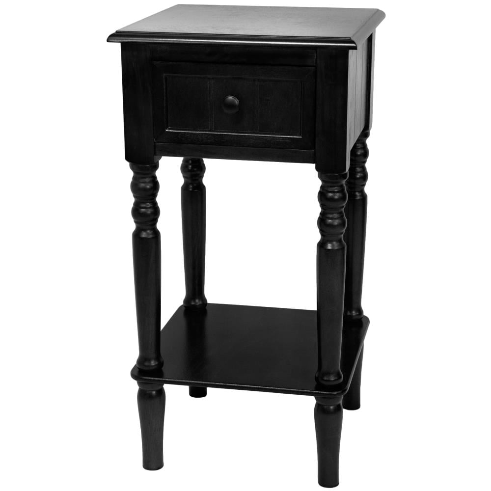 Red Lantern XA-TABLE1-BLK Oriental Furniture 14.25-in W x 27.75-in H Black Wood Square Oriental End Table Assembly Required