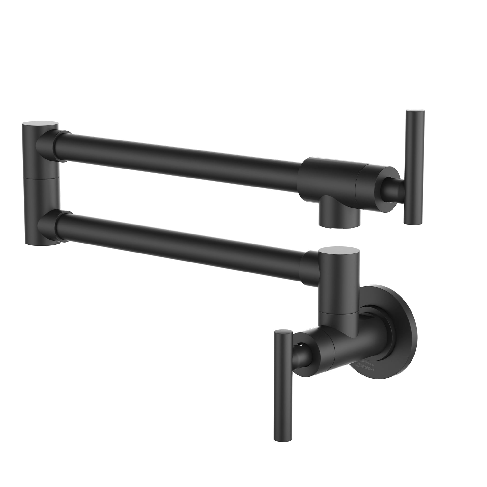 Clihome DG-KF46MB Matte Black Double Handle Wall-mount Pot Filler Kitchen Faucet