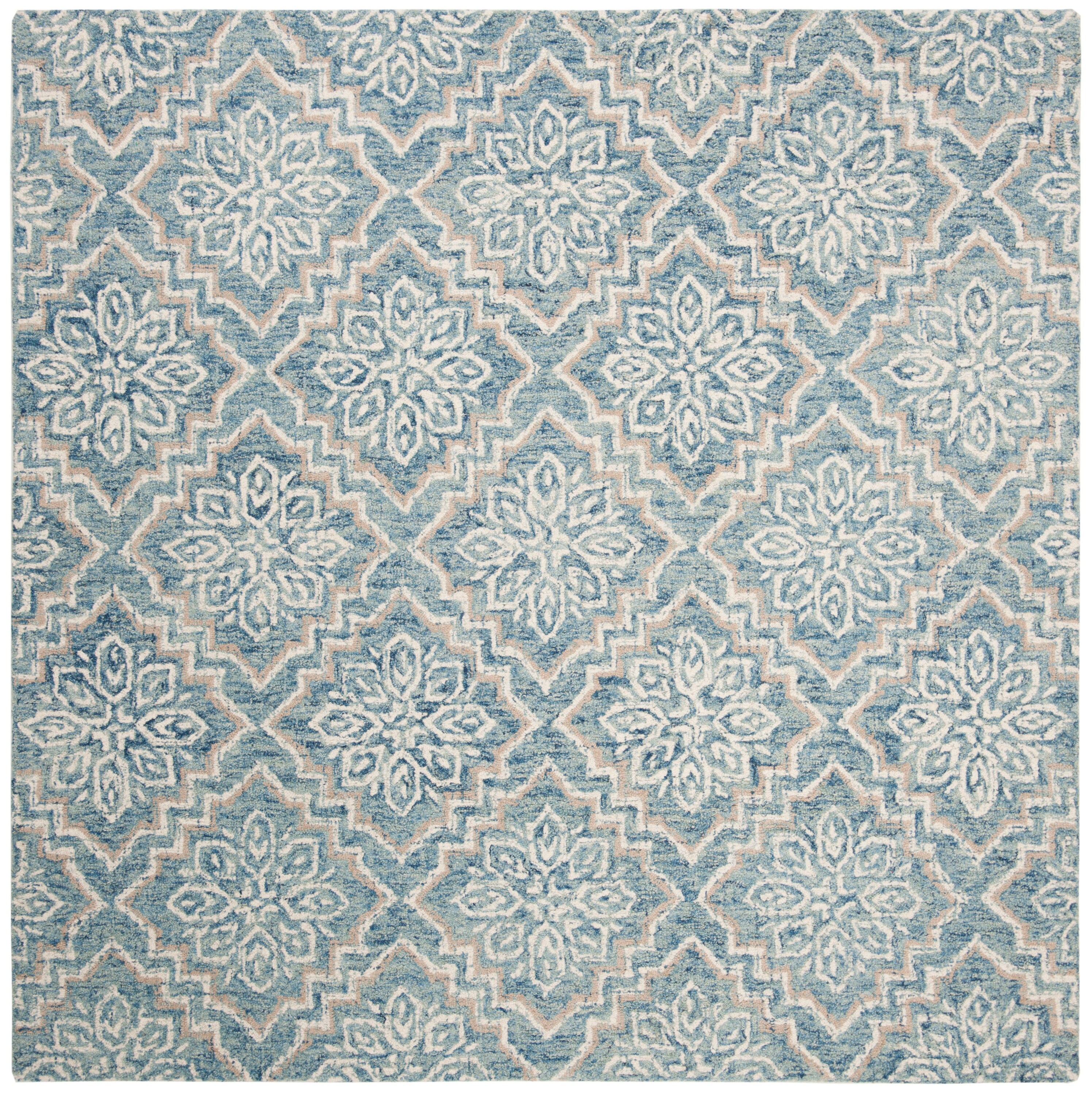 Safavieh Abstract Etta 8 X 8 Wool Blue Gray Square Indoor Floral 