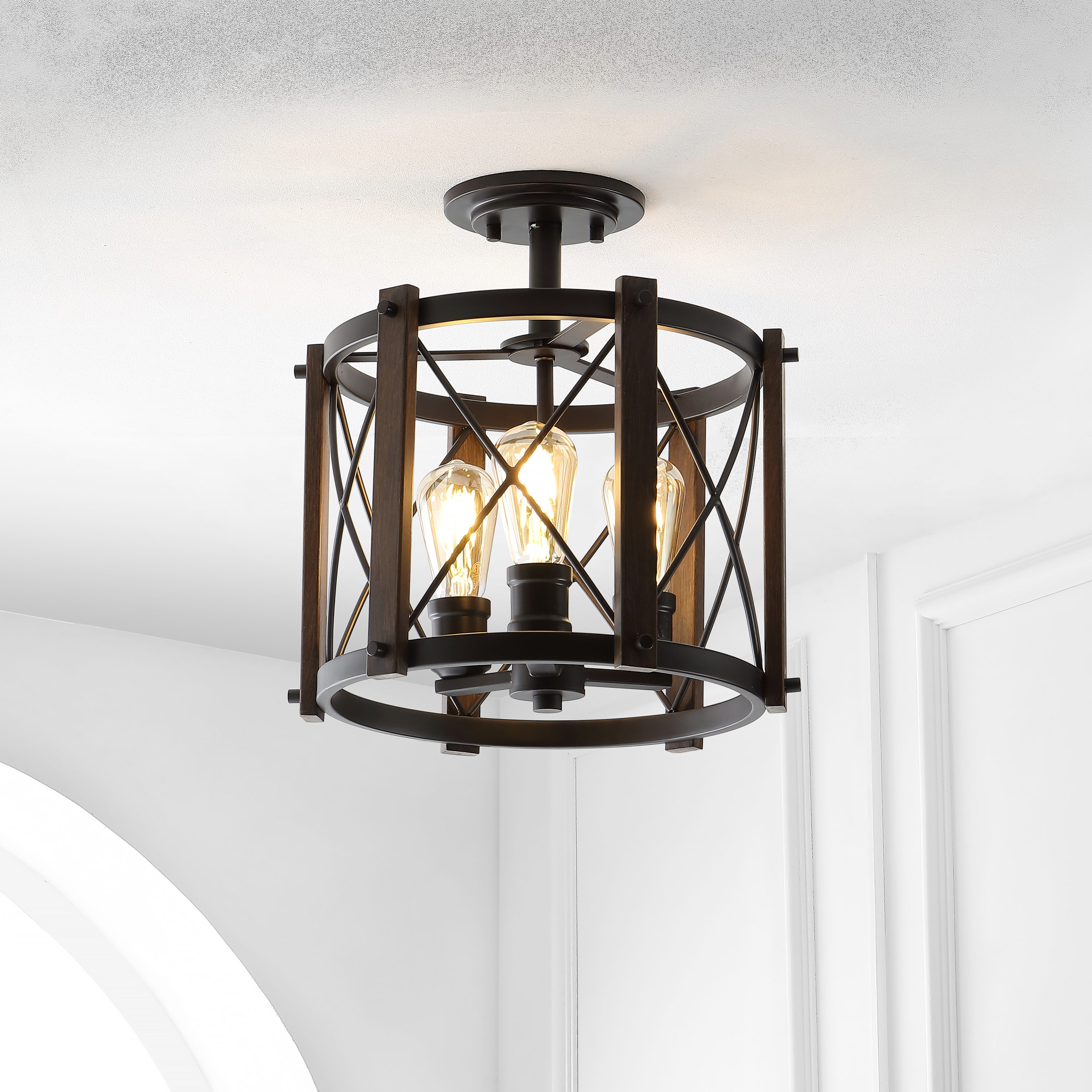 Ferme 14" 3-Light Oil Rubbed Bronze Farmhouse Flush Mount