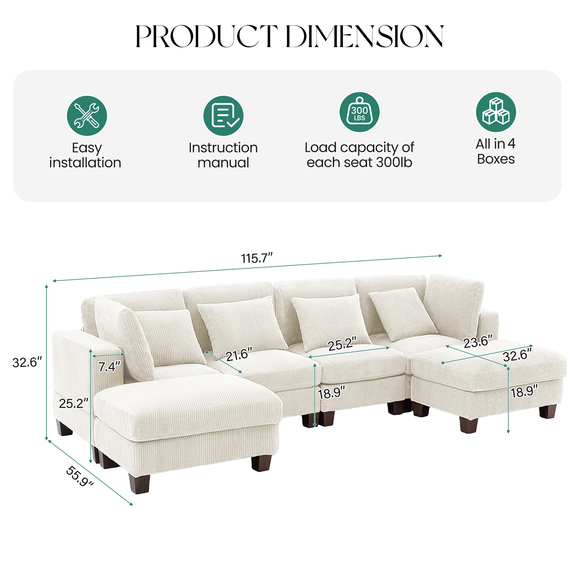 VOUA SAF-DXDRZJ4-BE1 Sofas-Loveseats - View #5