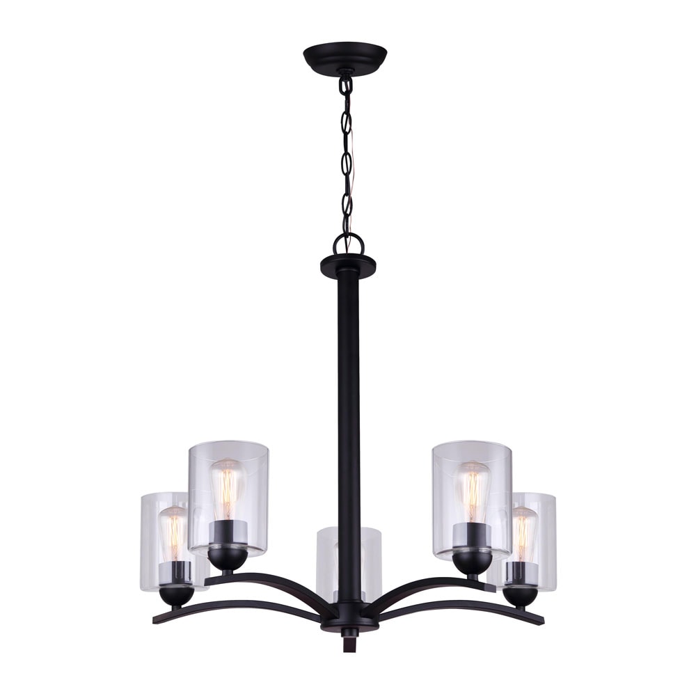 Canarm ICH370A05BK-CL HAMPTON 5 -Light Matte Black Transitional For Use in Dining Rooms, Kitchens, Living Rooms Chandelier