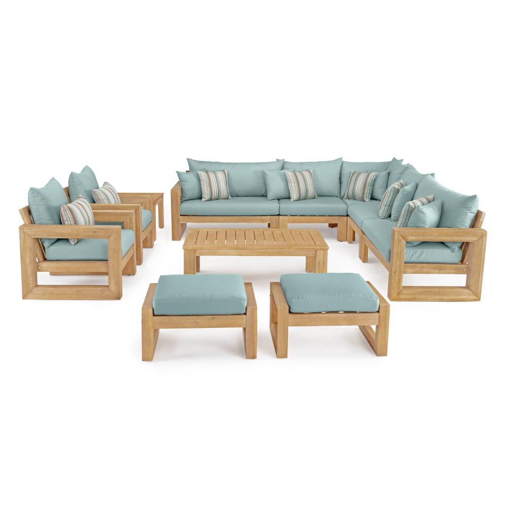 RST Brands OP-AWEC11-BEN-BLS-K Benson 11-Piece Patio Conversation Set with Blue Sunsharp Cushions