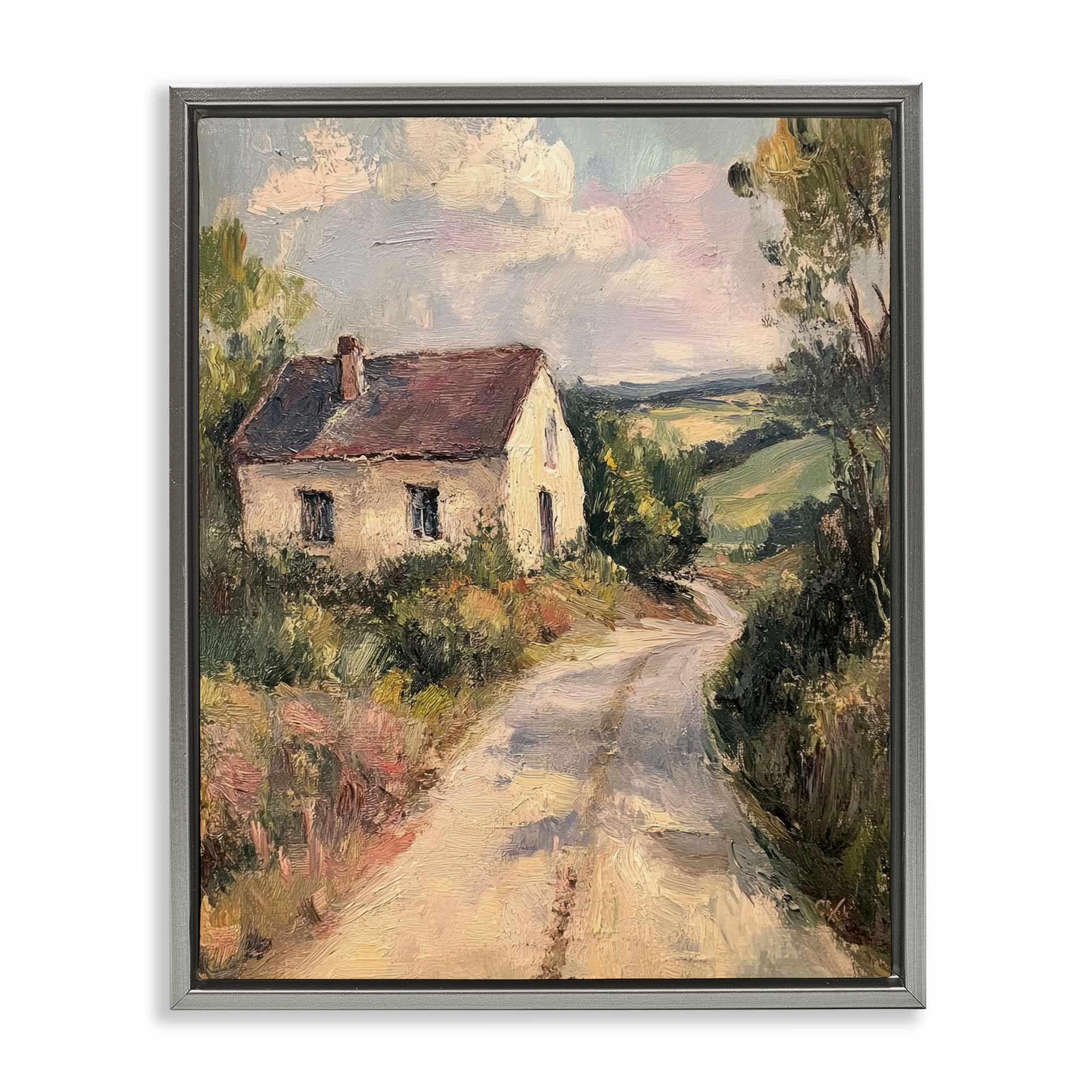 Stupell Industries BT-832-FFL-16X20 Scenic Cottage Road Floating Frame design by Petal Prints Design