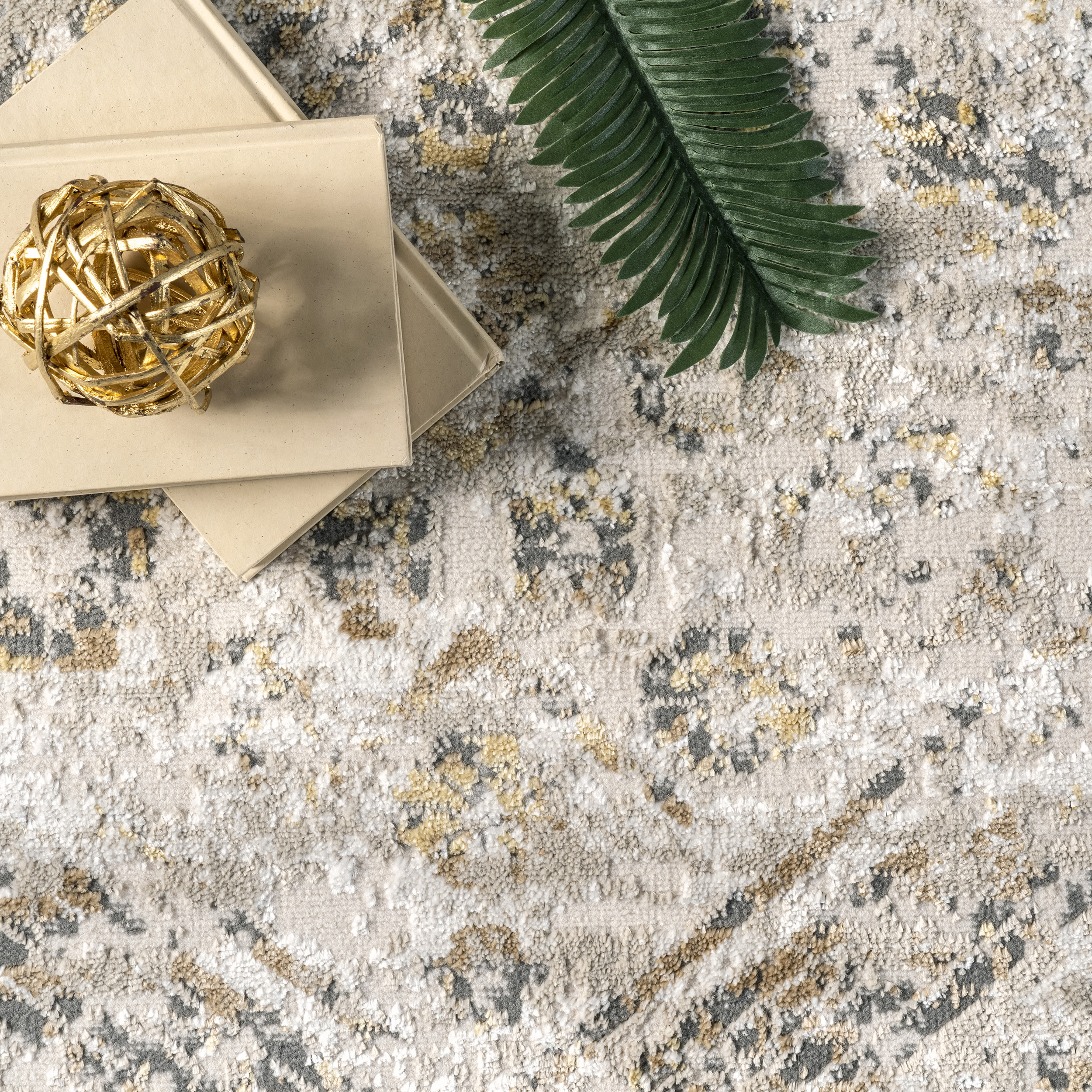 Elegant Faded Medallion 4' x 6' Beige Synthetic Area Rug
