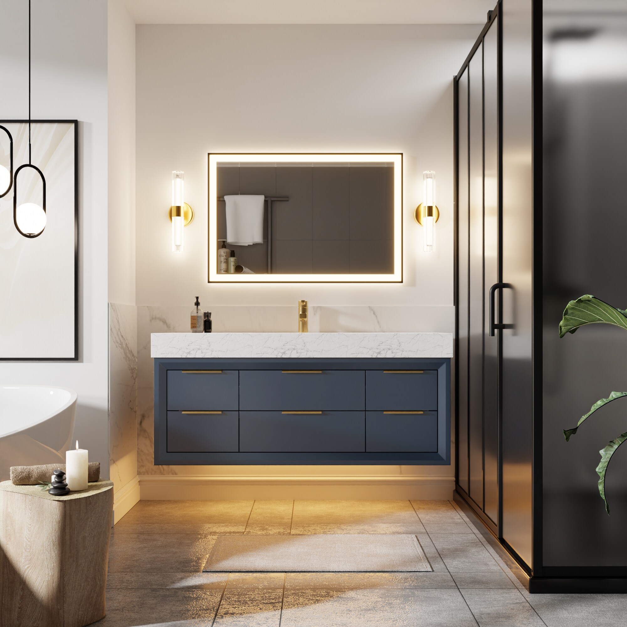 Curated visual reference: Fresh Look at Poinic Extra Thick Countertop Floating Fully Assembled 48 In Blue