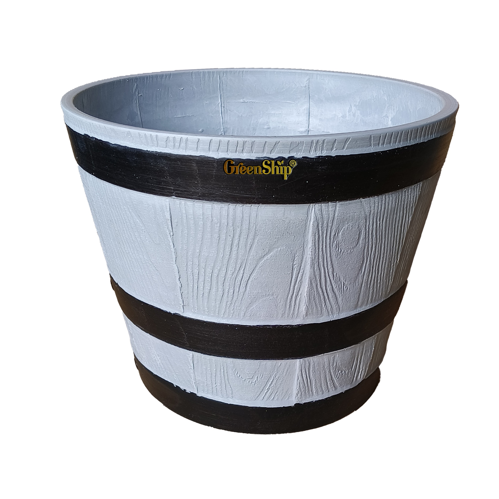 Greenship S-11P38LG Round 11.8-in W x 11.8-in H x 11.8-in D Gray Resin Indoor/Outdoor Planter