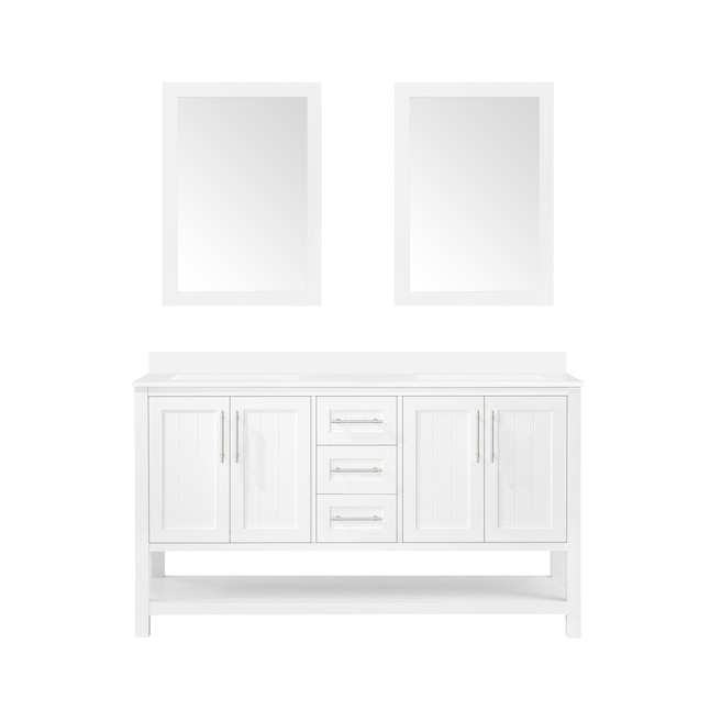 Style Selections Mercer 60-in White Undermount Double Sink Bathroom ...