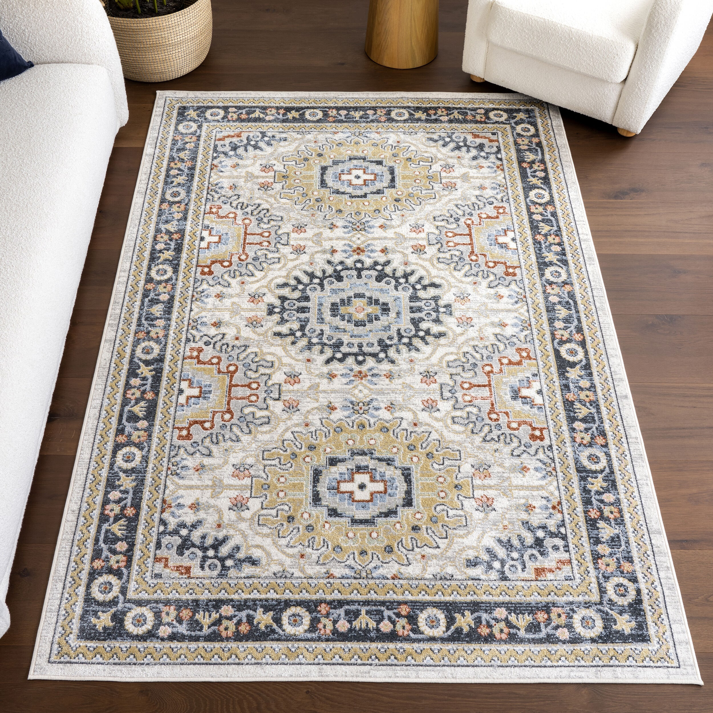 nuLOOM 200KKON33A-6709 Bonia Traditional Medallion Machine Washable 6ft. 7in. x 9ft. Blue Area Rug