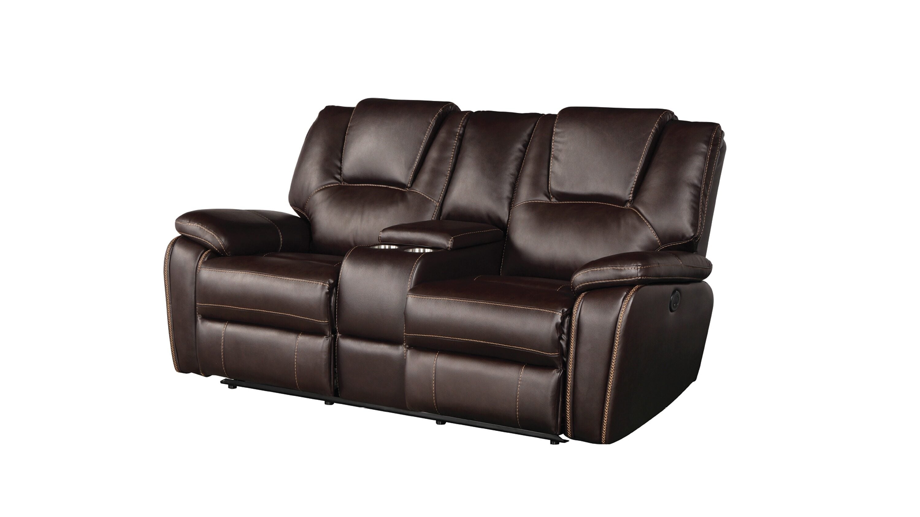 Galaxy Modern 2-Piece Faux Leather Brown Living Room Set in the Living ...