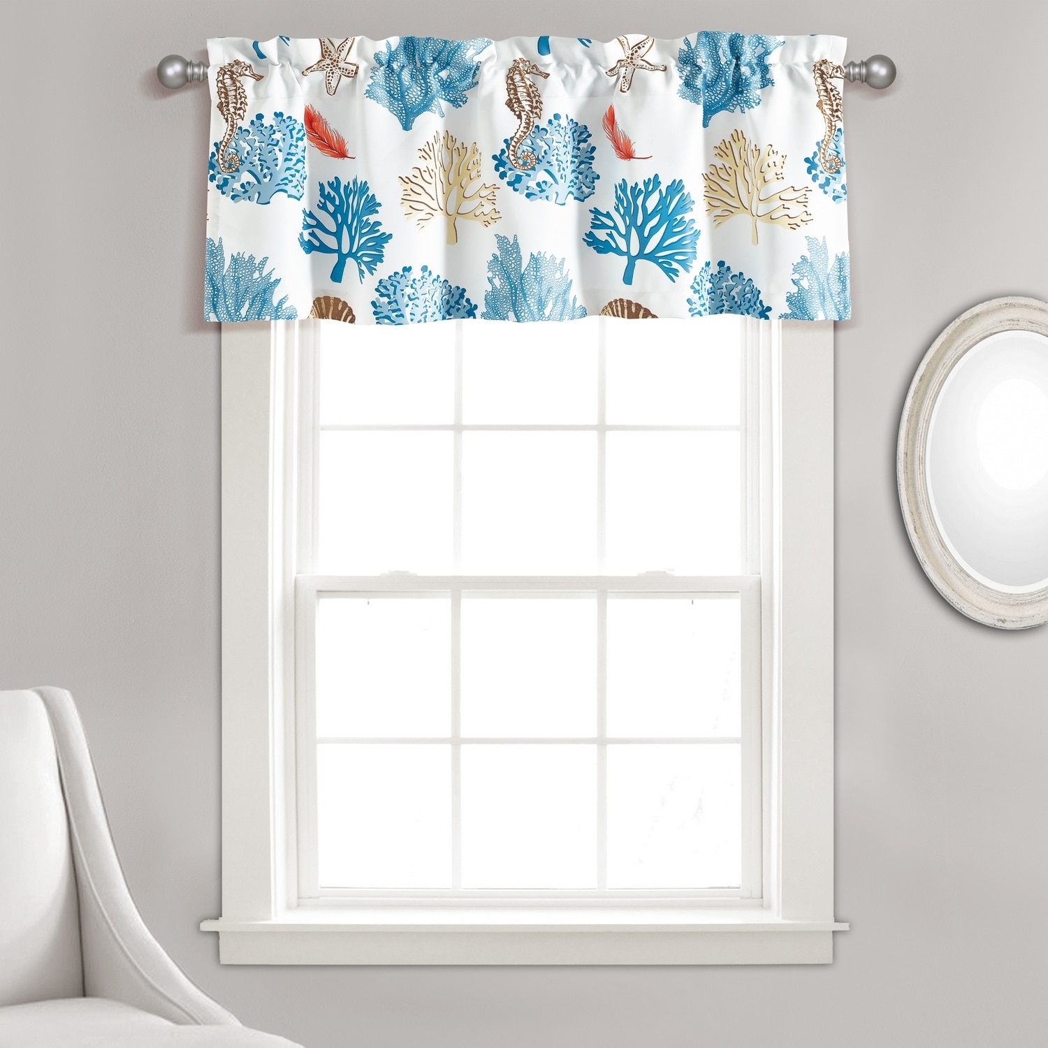 Lush Decor 21T012041 18-Inches Blue Polyester Rod pocket Valance