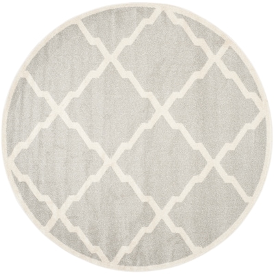 Safavieh Amherst Pompey 7 x 7 Dark Gray/Beige Round Indoor/Outdoor Trellis Farmhouse/Cottage Area Rug Safavieh Amherst Pompey 7 x 7 Dark Gray/Beige Round Indoor/Outdoor Trellis Farmhouse/Cottage Area Rug