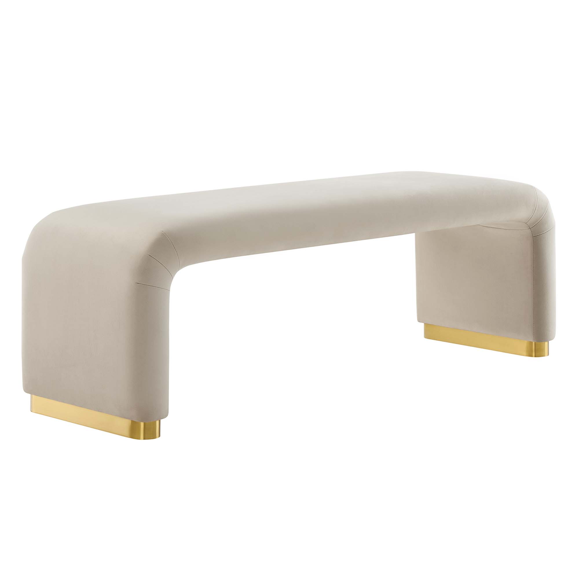  Koda Performance Velvet Waterfall Long Bench in Brass Almond