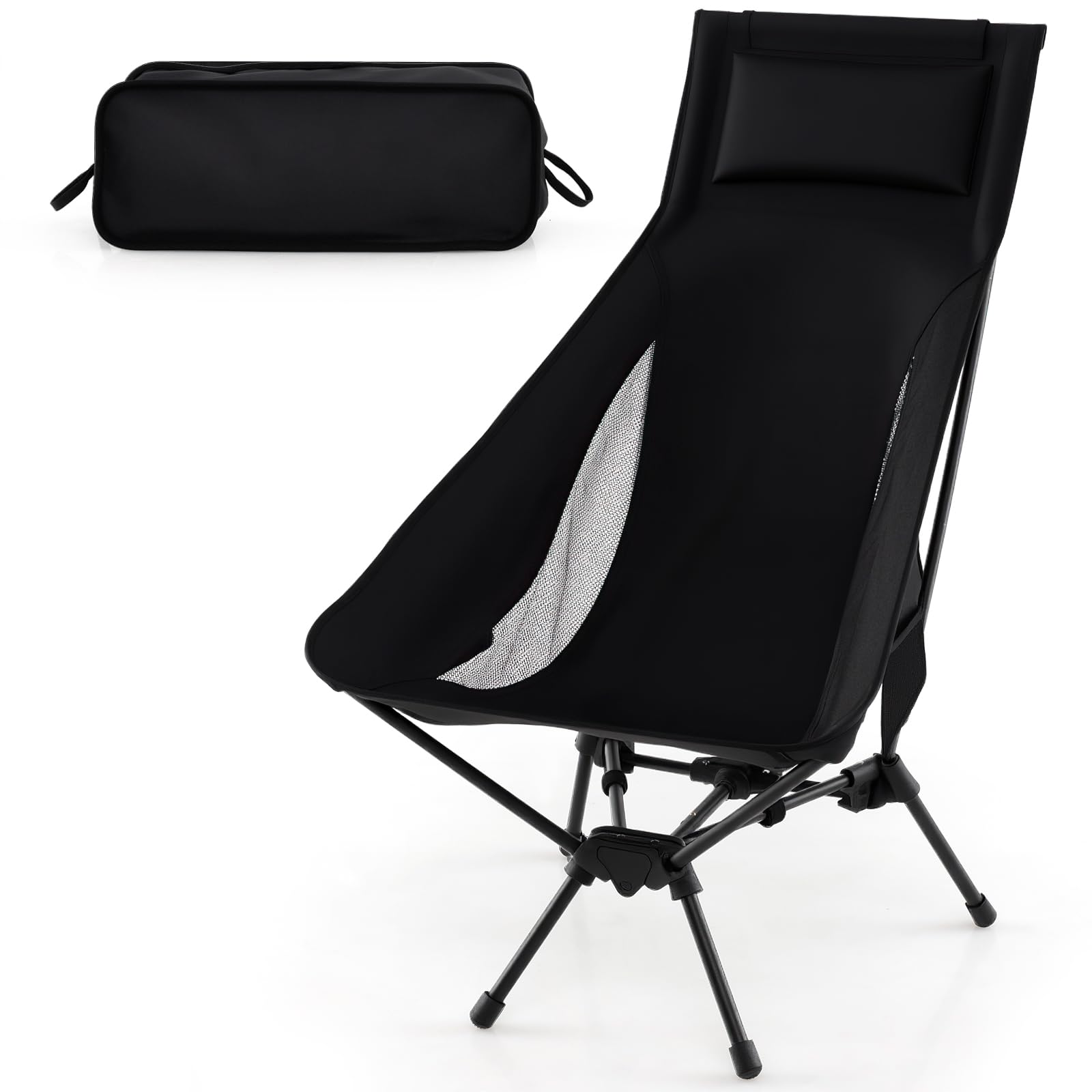 Volenca Ultralight Folding High Back Backpacking Camping Chair with Aluminum Alloy Frame Built-in Pillow and Carry Bag