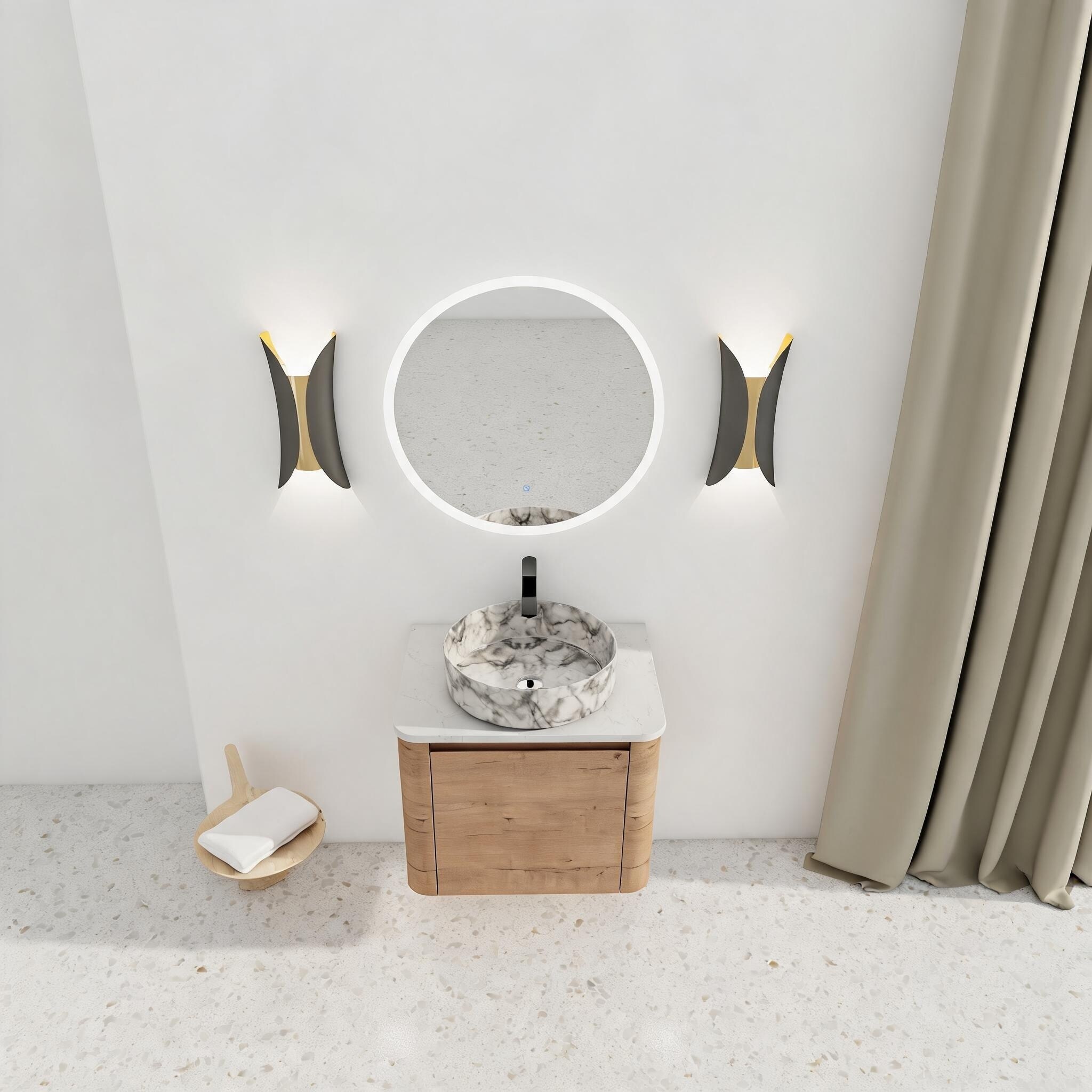 LIVACA 24 inch Imitative Oak Plywood WallMounted Bathroom Vanity with — free download