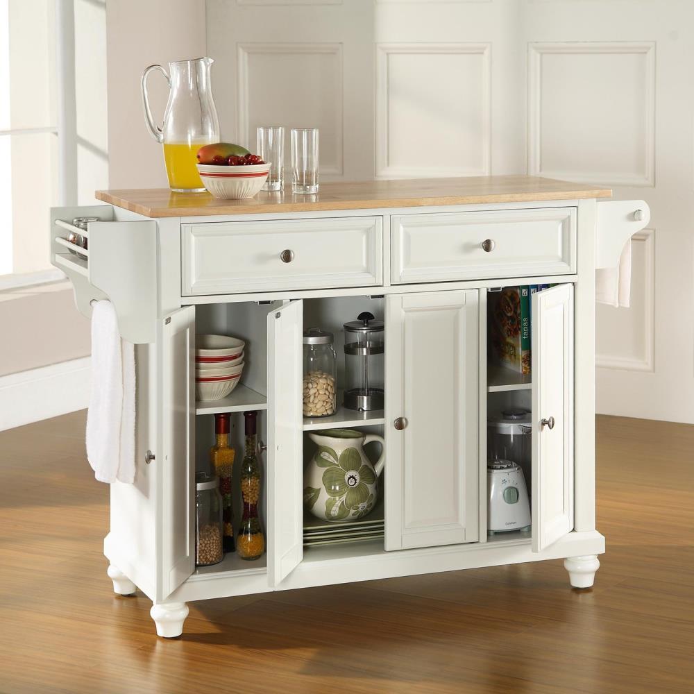 Crosley Furniture White Composite Base with Composite Wood Top Kitchen ...