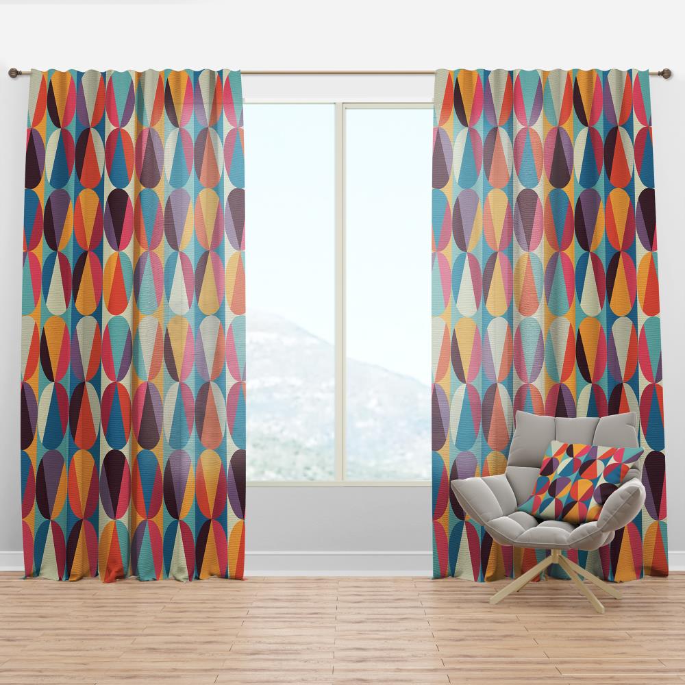 Designart CTN18806-52-63 63-Inches Blue Abstract Room darkening Thermal lined Rod pocket Single curtain panel