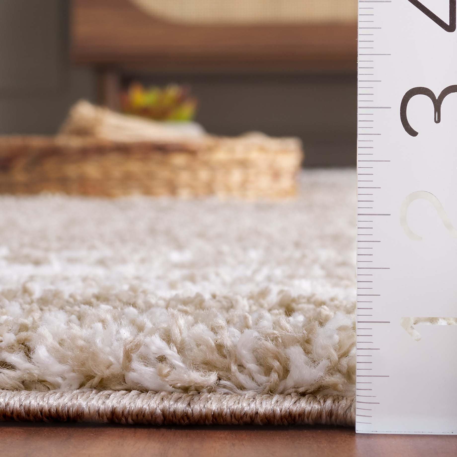 Ivory and Beige Rectangular Tufted Shag Area Rug