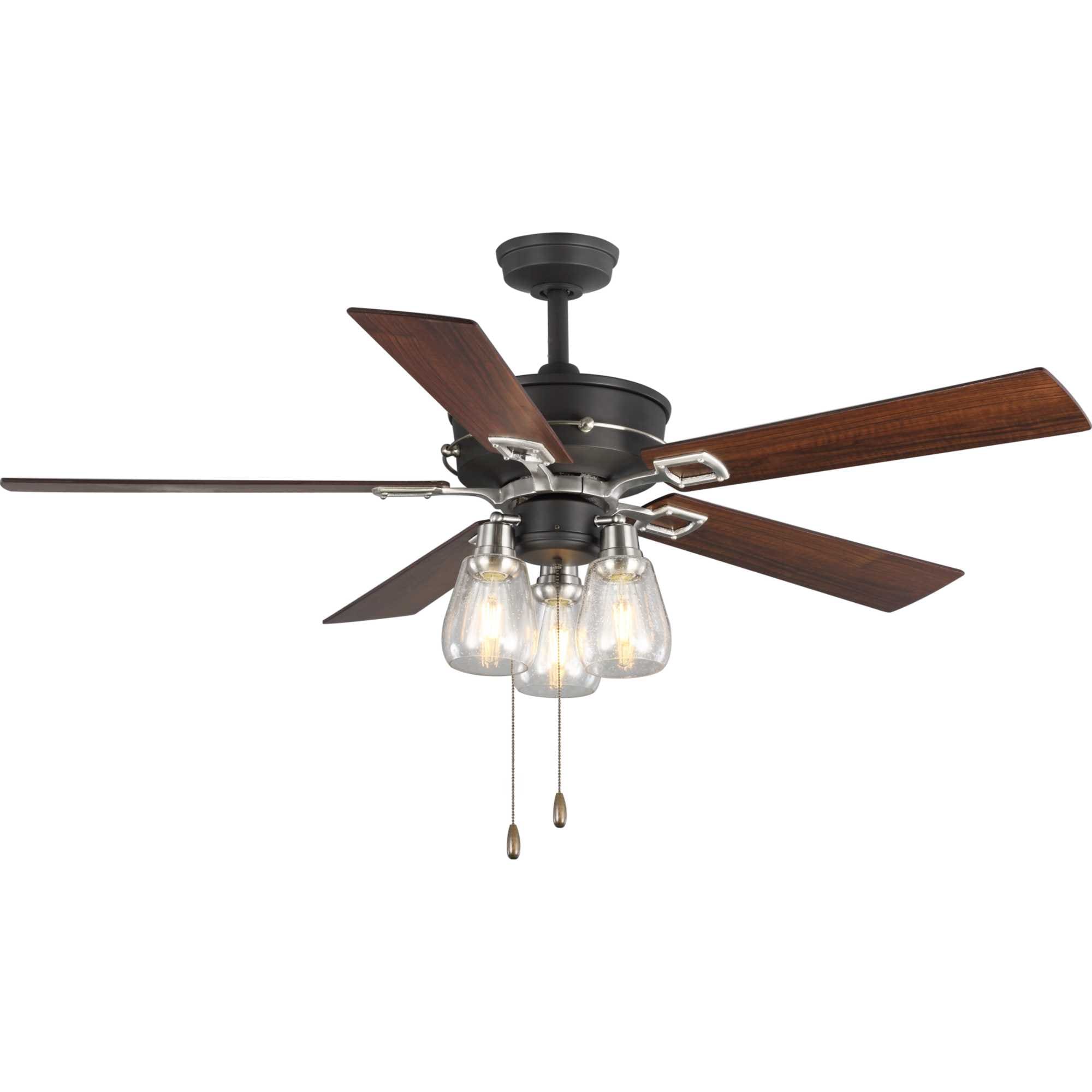Progress Lighting P250004-143 Teasley 56-in Graphite with American Walnut/Grey Weathered Wood Blades Ceiling Fan With Light ( 5 -Blade )