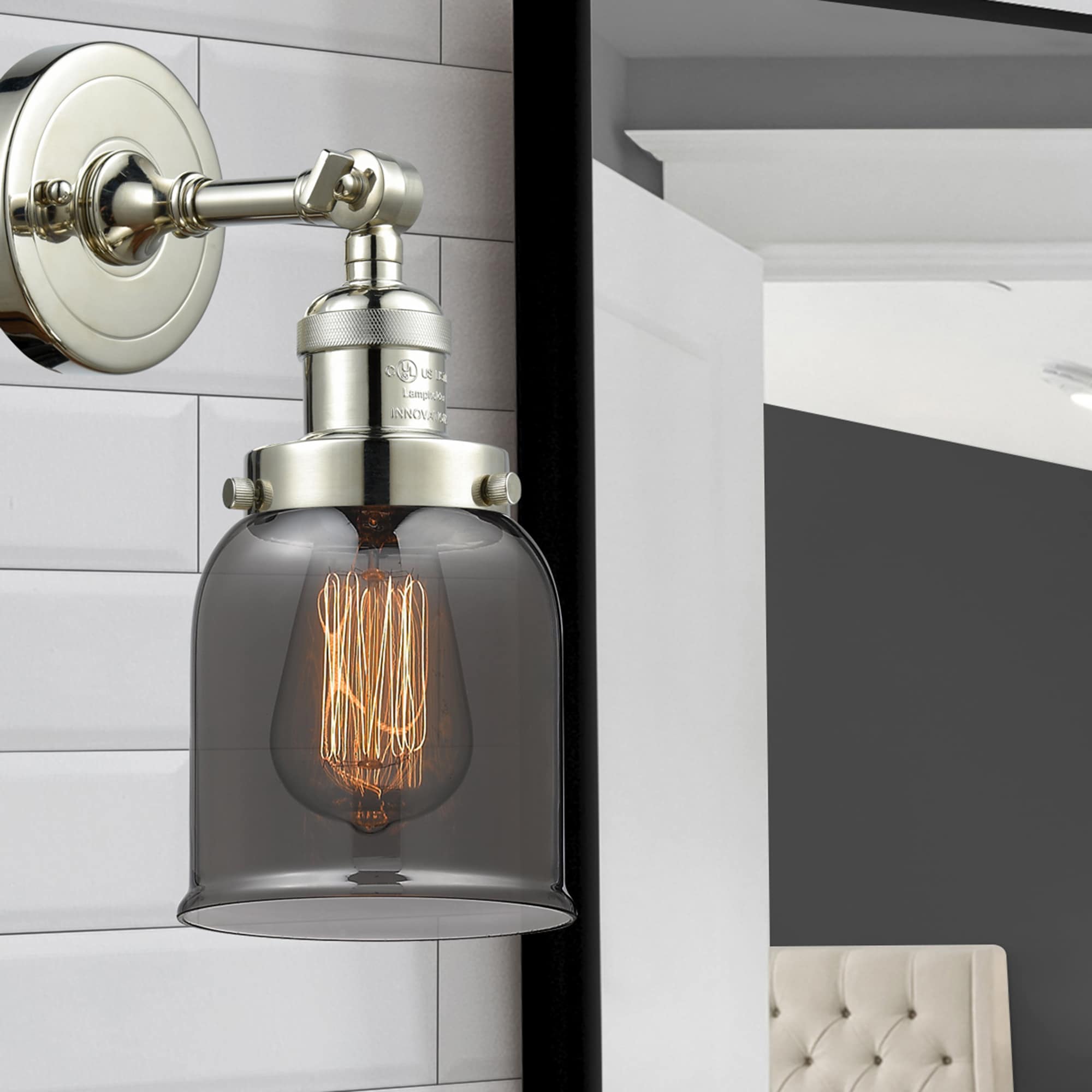 Innovations Lighting 203-PN-G53 Bell 5-in W 1 -Light Polished Nickel Industrial Wall Sconce