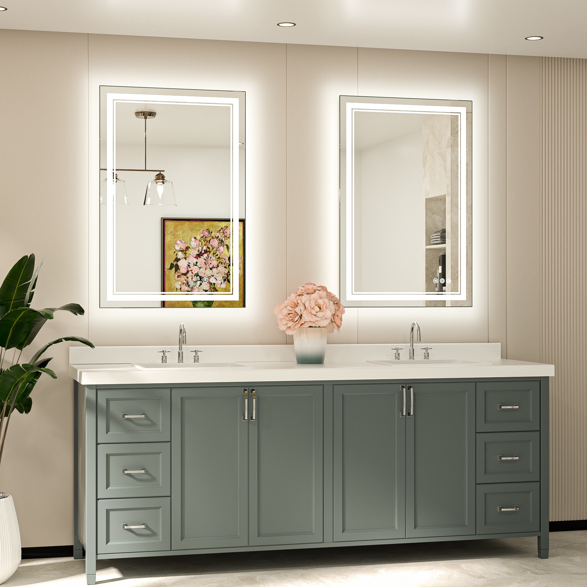 Keonjinn LW-JZ-ZBGSSW-6191 Framed-Bath-Mirrors - View #2