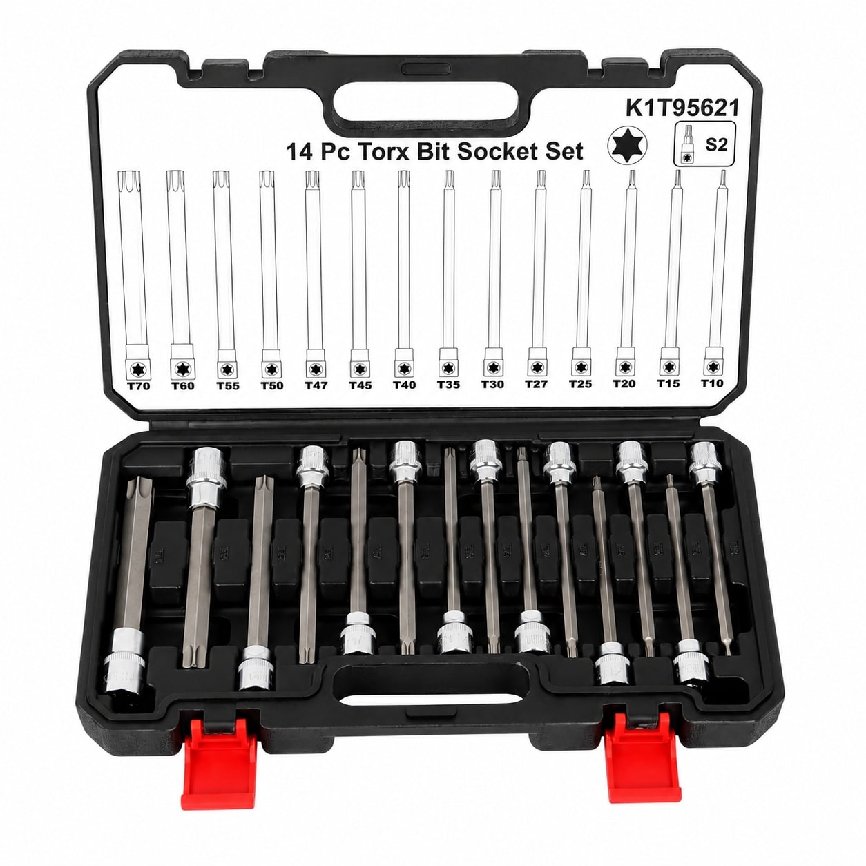 AOIZGMY  14 Piece Long Torx Bit Socket Set S2 Alloy Steel Star Socket Set T10 to T70 for Automotive and Home Use durable home and garden