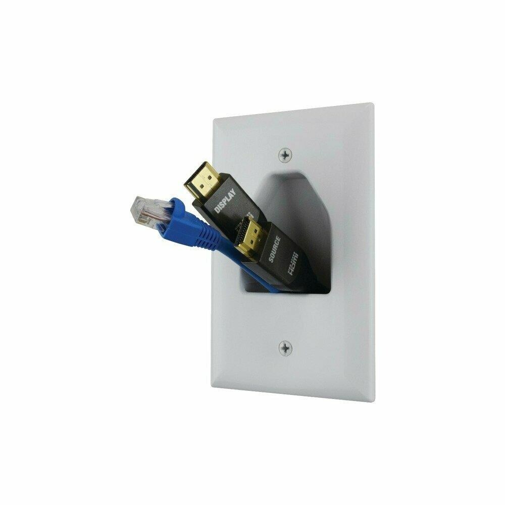  ZX9PETRA20244 Midsize 1-Gang Recessed Cable Plate White