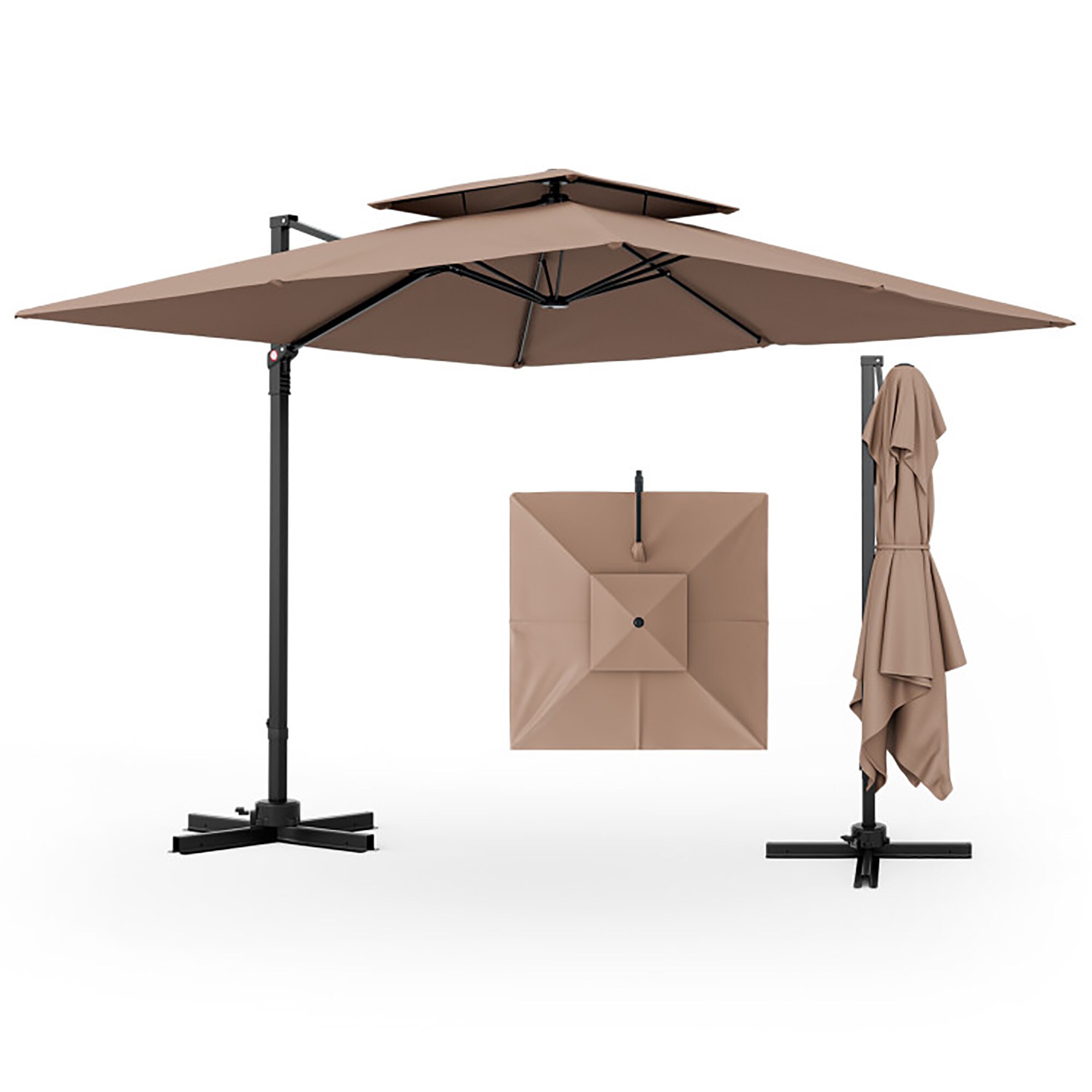 CASAINC CA-11RD 9.5-ft Aluminum Brown Cantilever Patio Umbrella