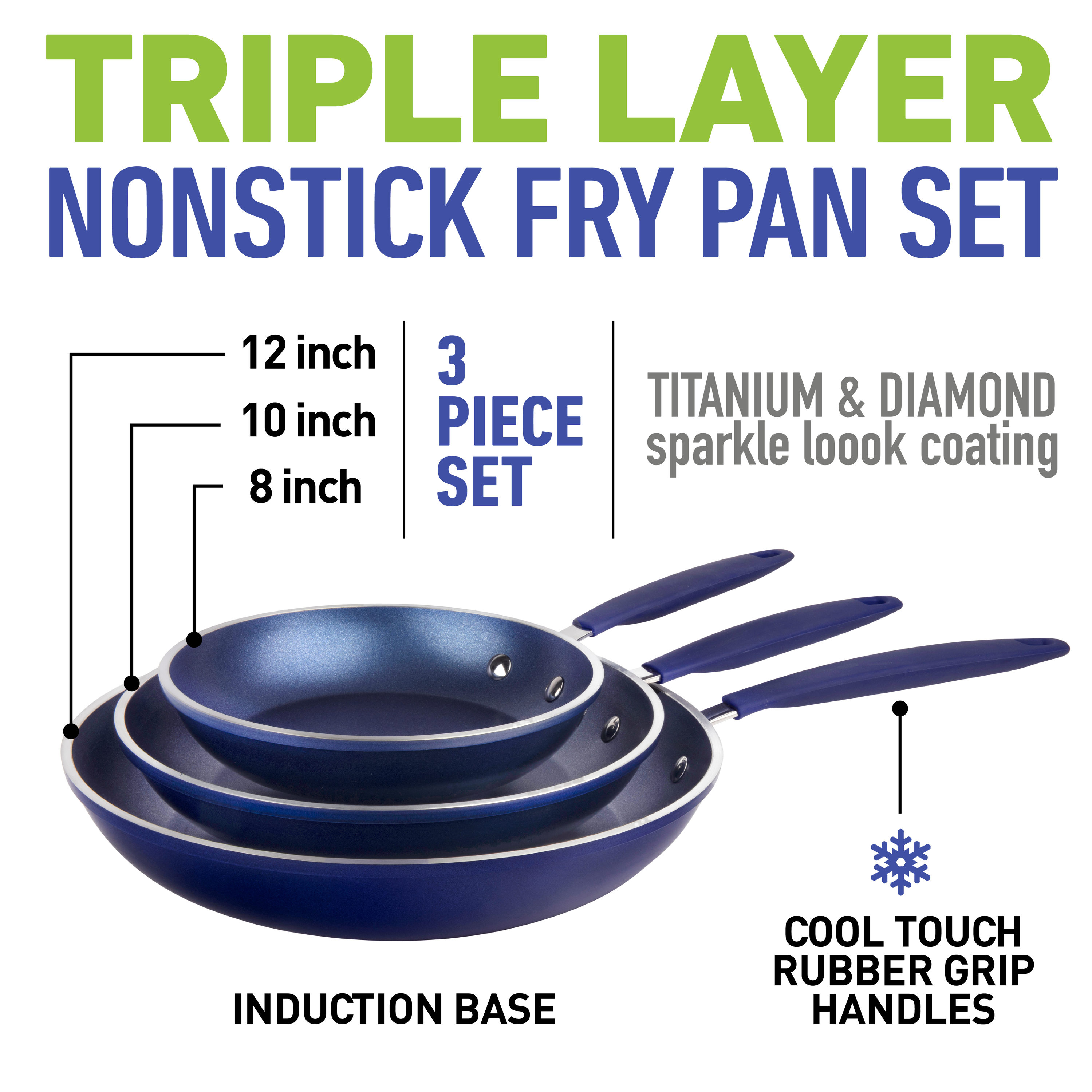 Granitestone Blue 5.5'' Nonstick Egg Pan with Rubber Grip Handle