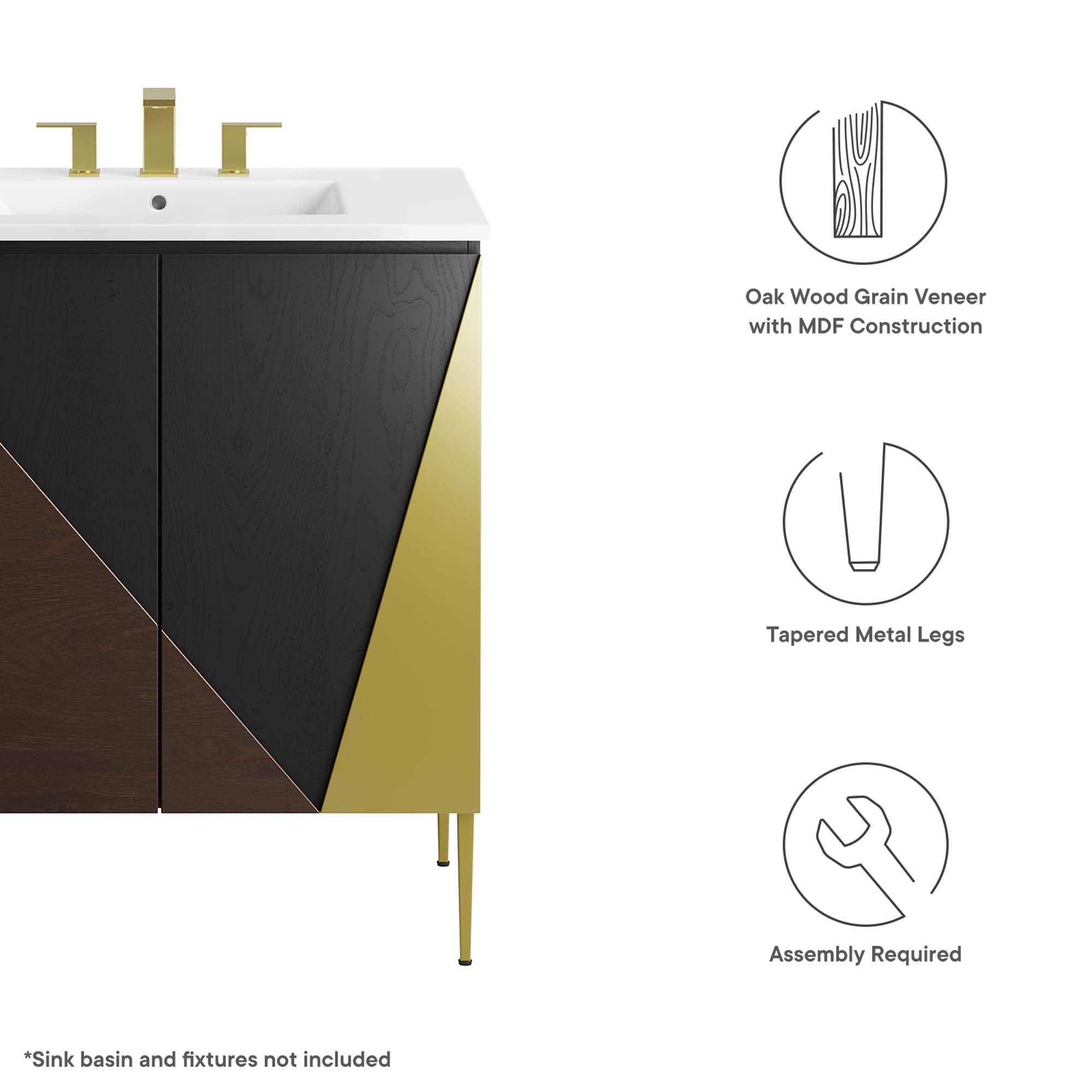 Modway EEI-6143-BLK-GLD vanities - View #2