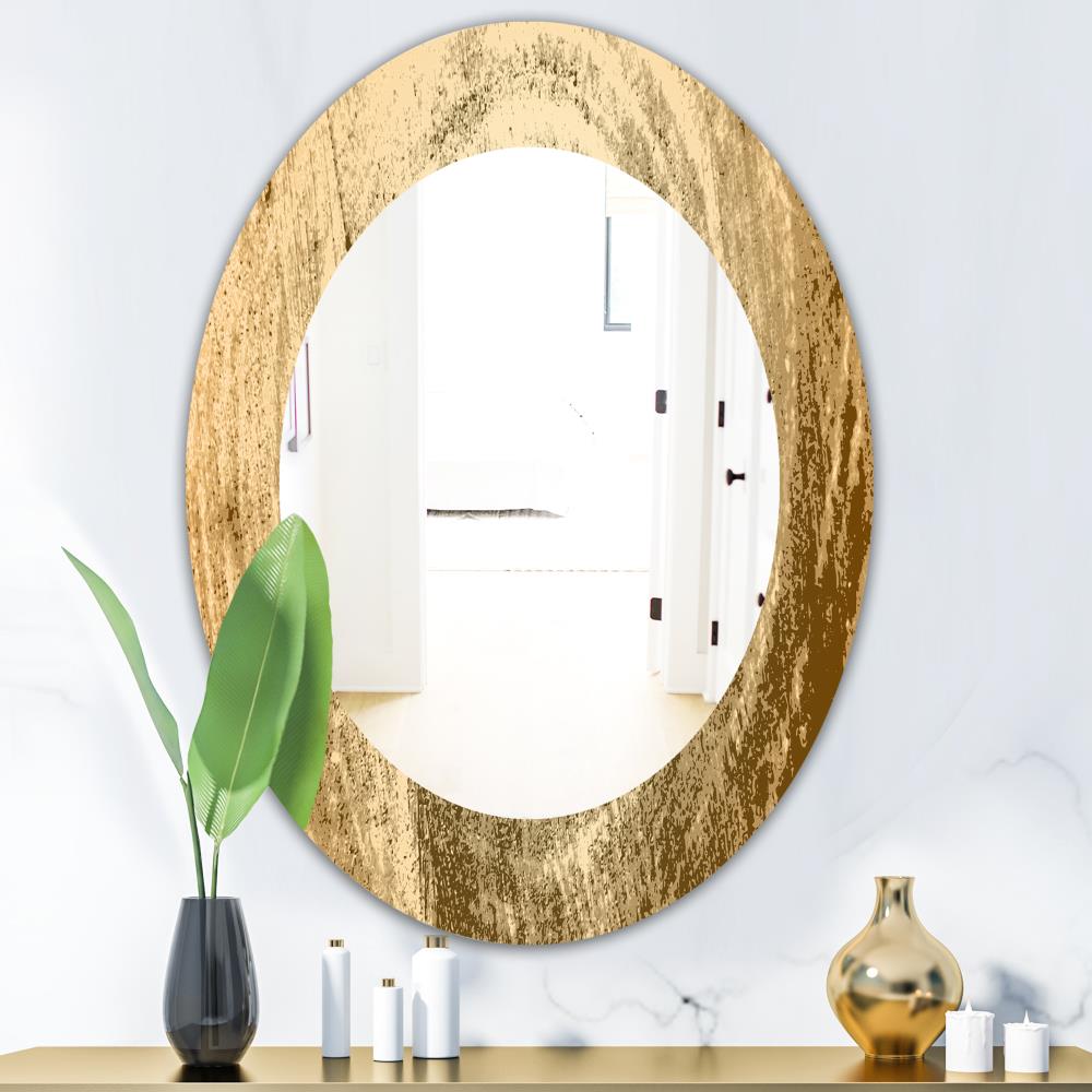 Designart 23.7-in W x 23.7-in H Oval Brown Polished Wall Mirror at ...