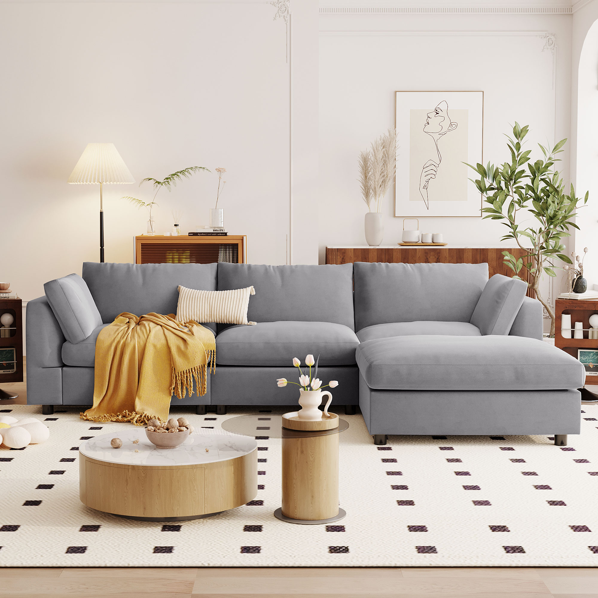 Mondawe M0-N7S374E 113-in Modern Gray Sofa