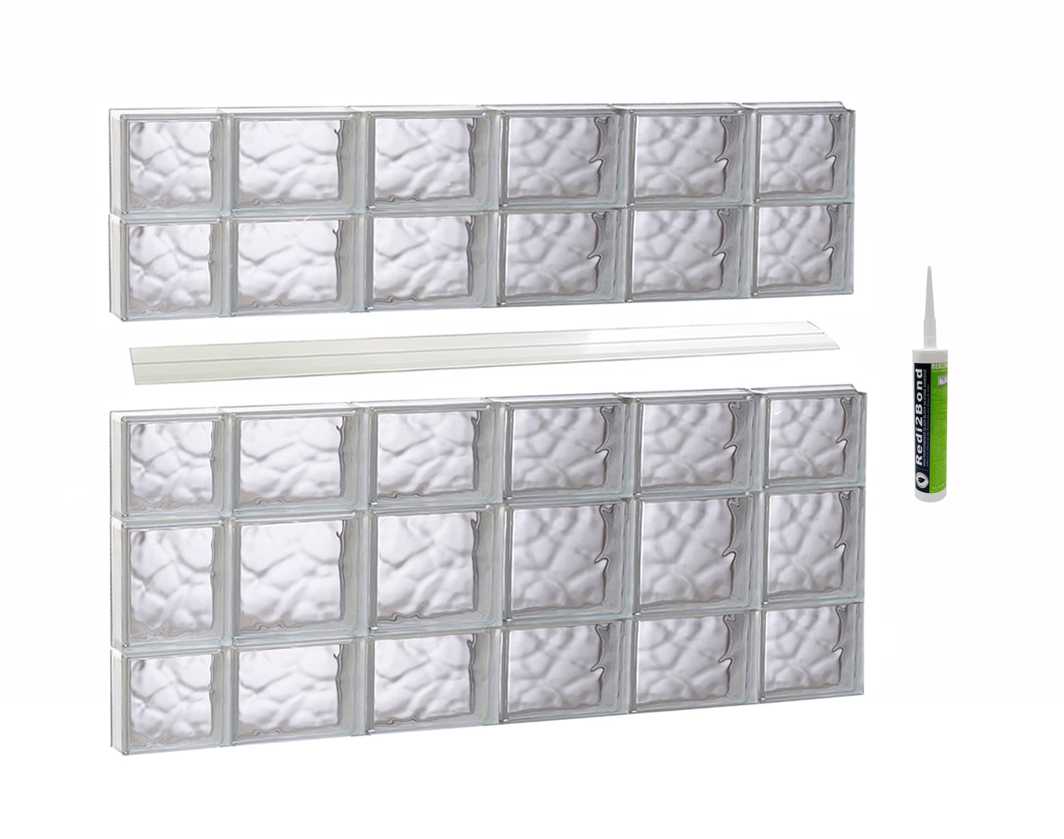 REDI2SET S4434DC Wavy Glass 42-1/2-in x 32-3/4-in Frameless Replacement Glass Block Window