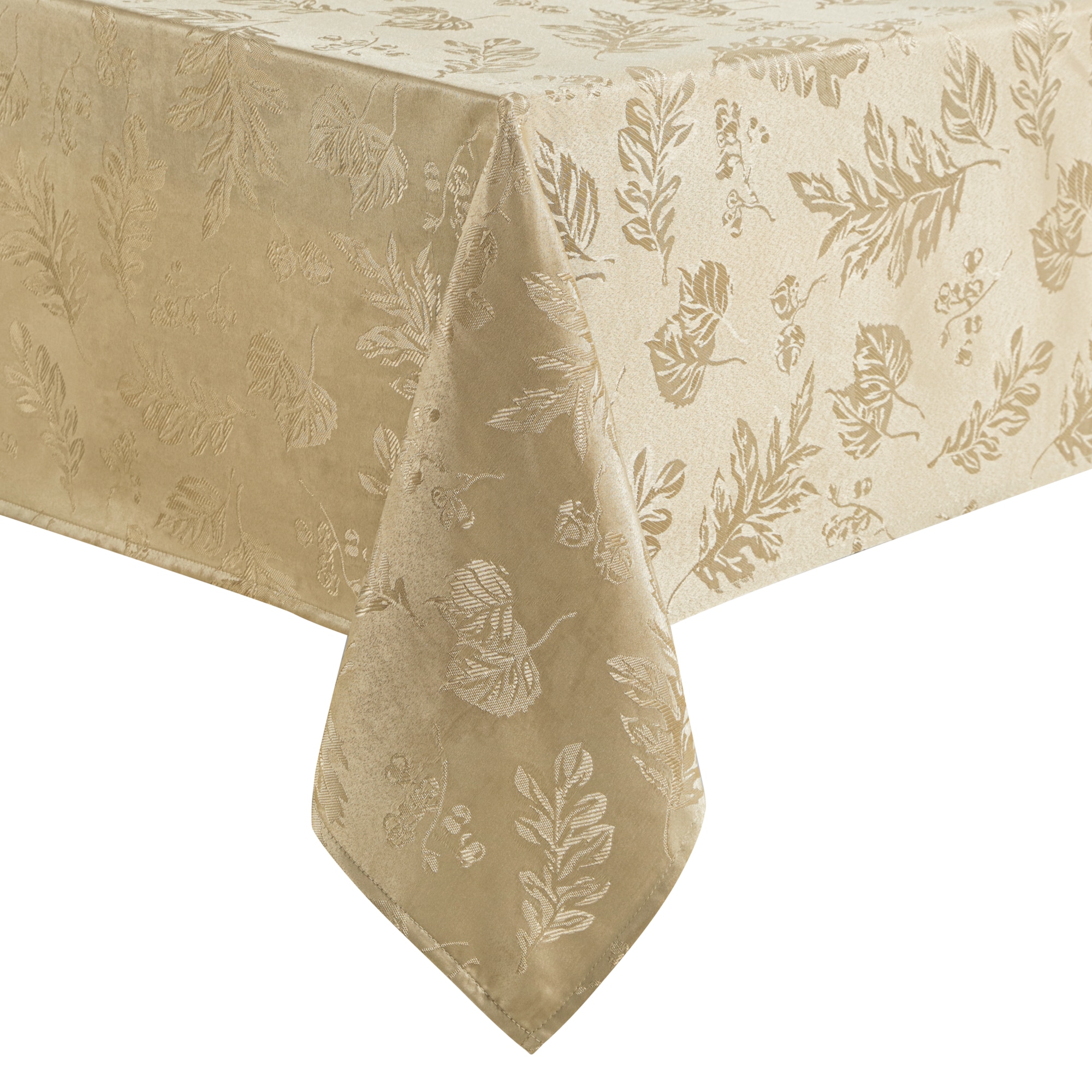 Elrene Home Fashions 739550325485 Elegant Woven Leaves Jacquard Damask 60"x120" Indoor Taupe Table Cover for 8-ft rectangle