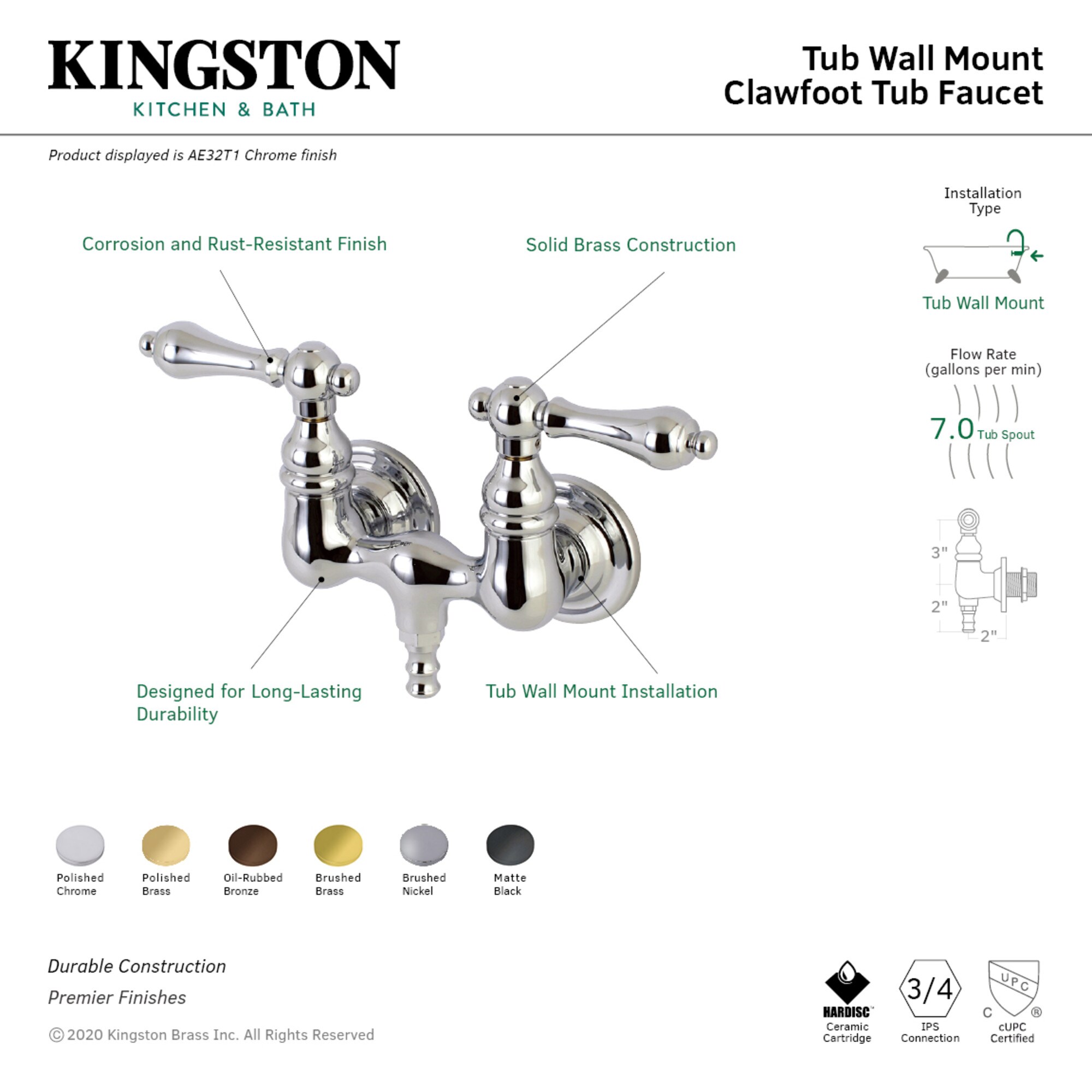 Kingston Brass WLAE31T7 Roman-Tub-Faucets - View #3