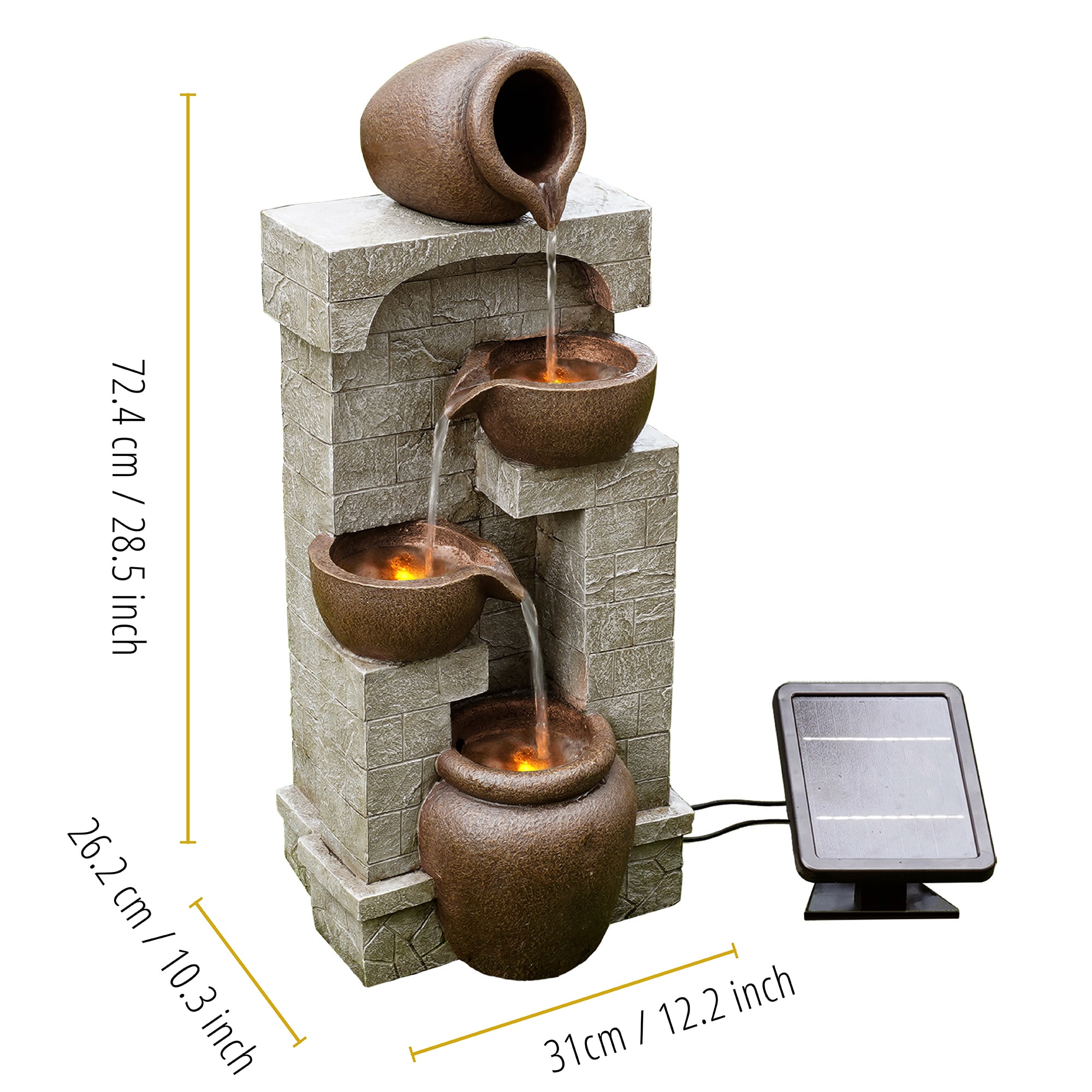 Teamson Home 28.5 H Resin Solar Tiered Outdoor Fountain Pump Included ...