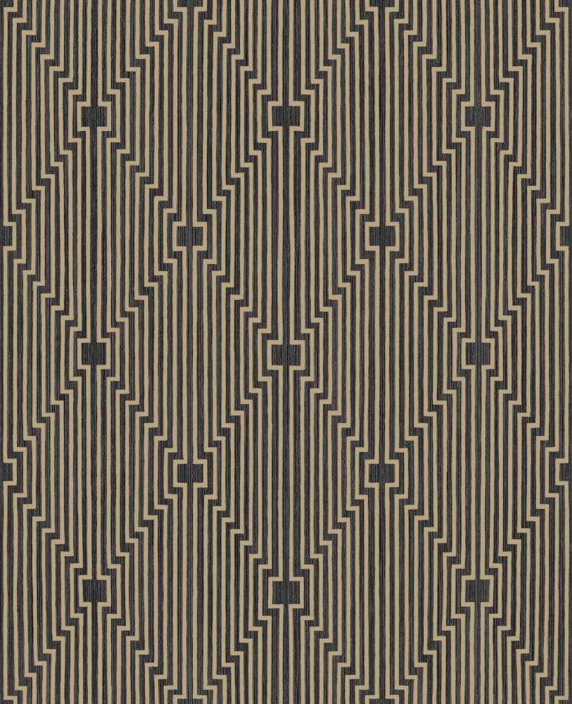 Graham & Brown 105986 Kabuki 56-Sq. Feet Gold Vinyl Textured Stripes Unpasted Wallpaper
