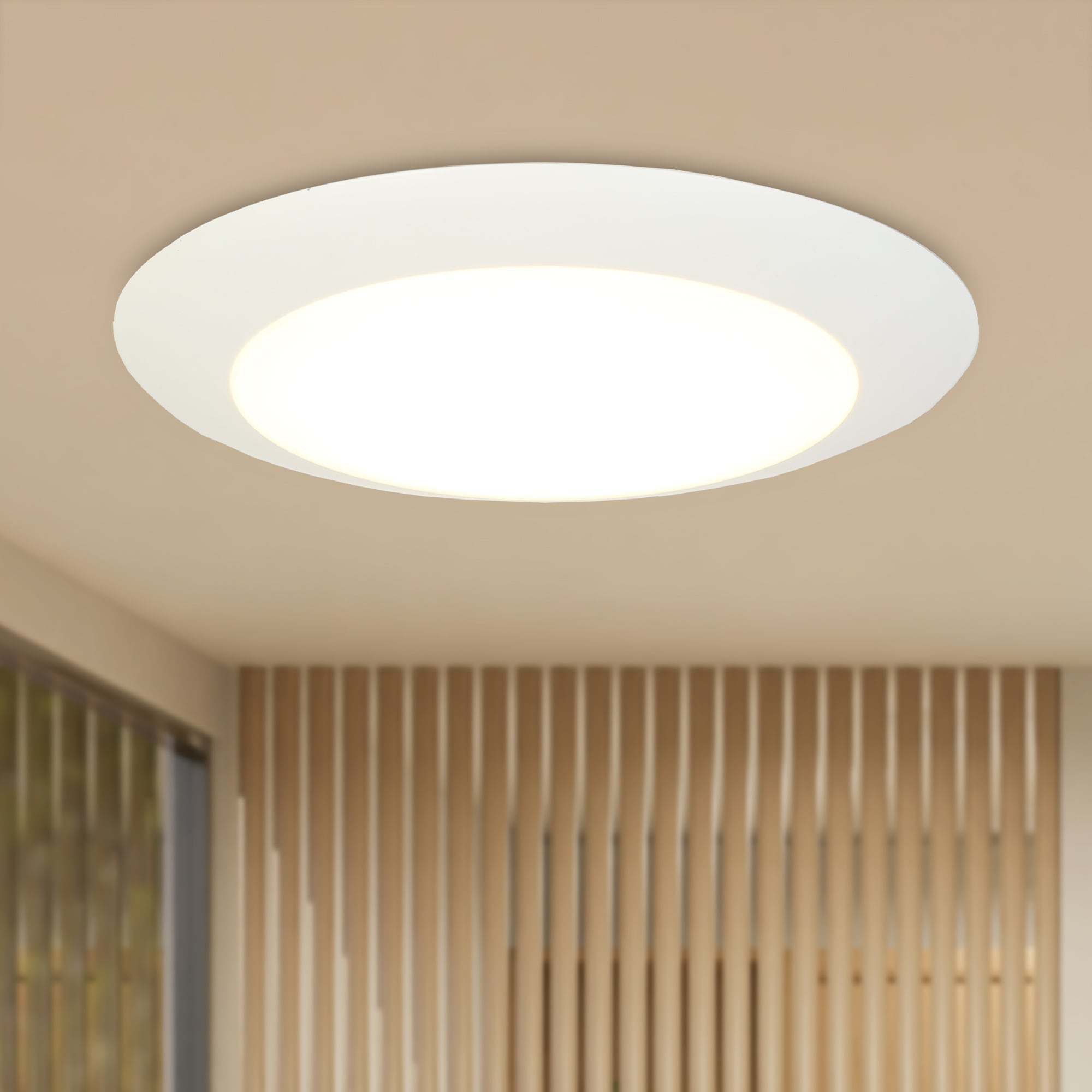 LNC Lumora White 6-in 1050-Lumens Warm White Round LED Damp Rated Recessed Downlight (1-Pack)