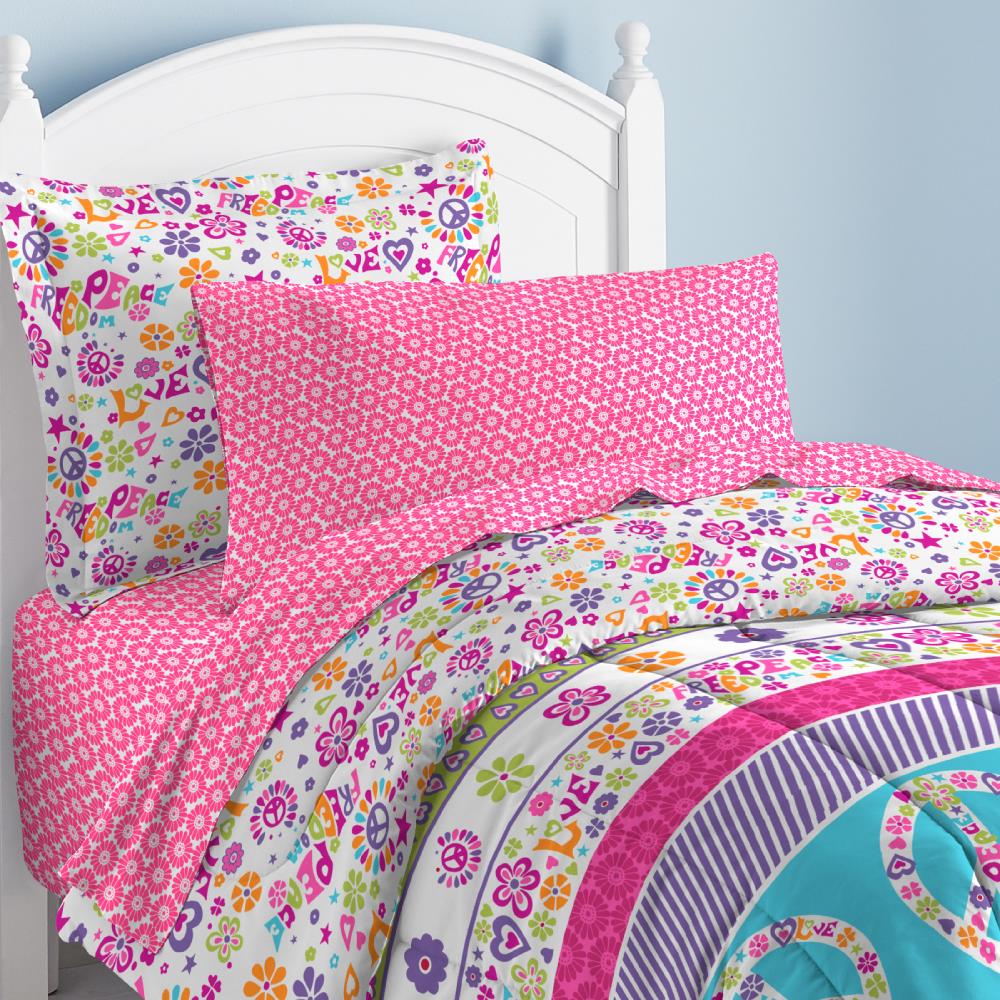 Dream Factory Peace and Love 5-Piece Multi Twin Comforter Set in the ...