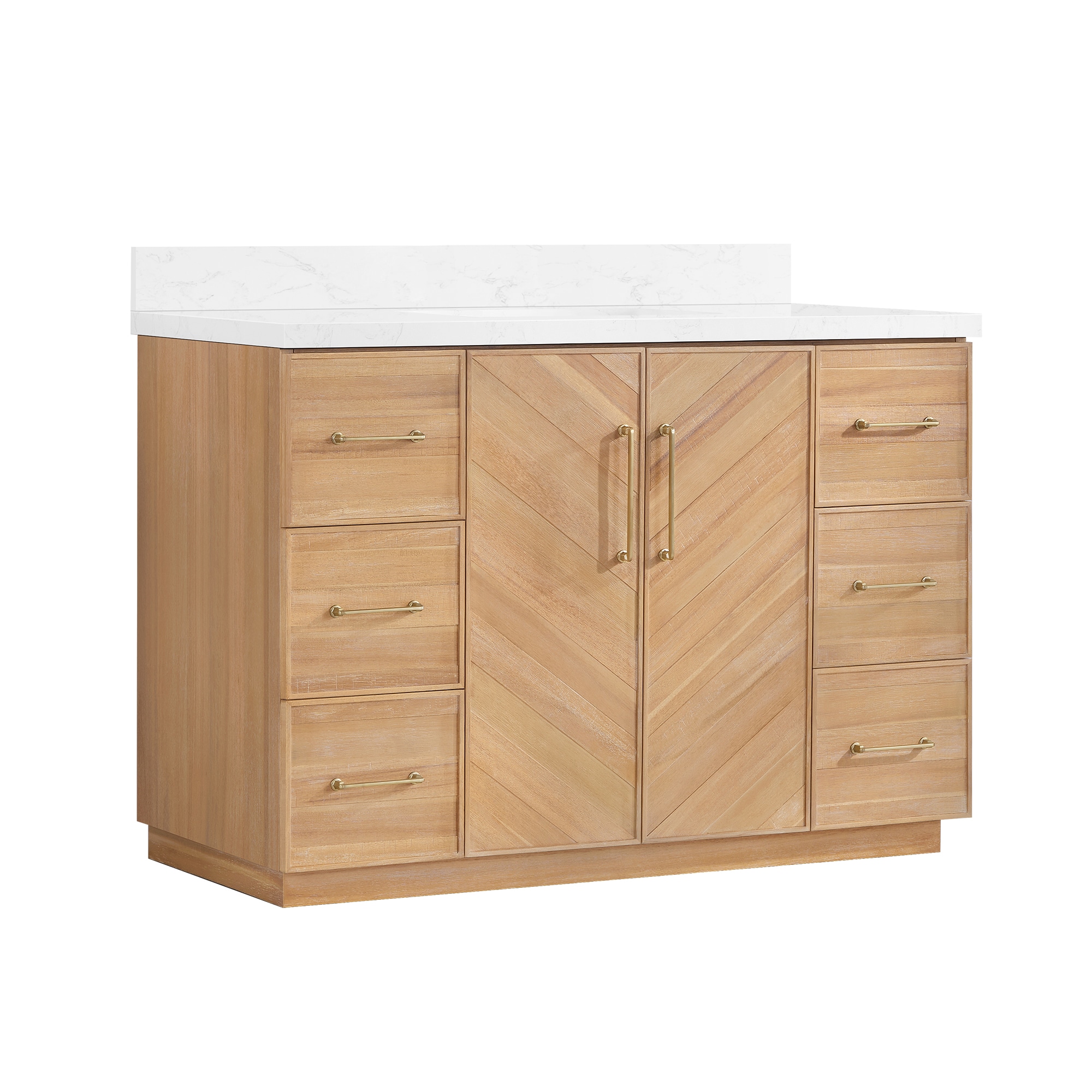 Vinnova 48-in Acacia Classic Gray Finish Undermount Single Sink Bathroom Vanity with White Grain Engineered Stone Top (Fully Assembled)