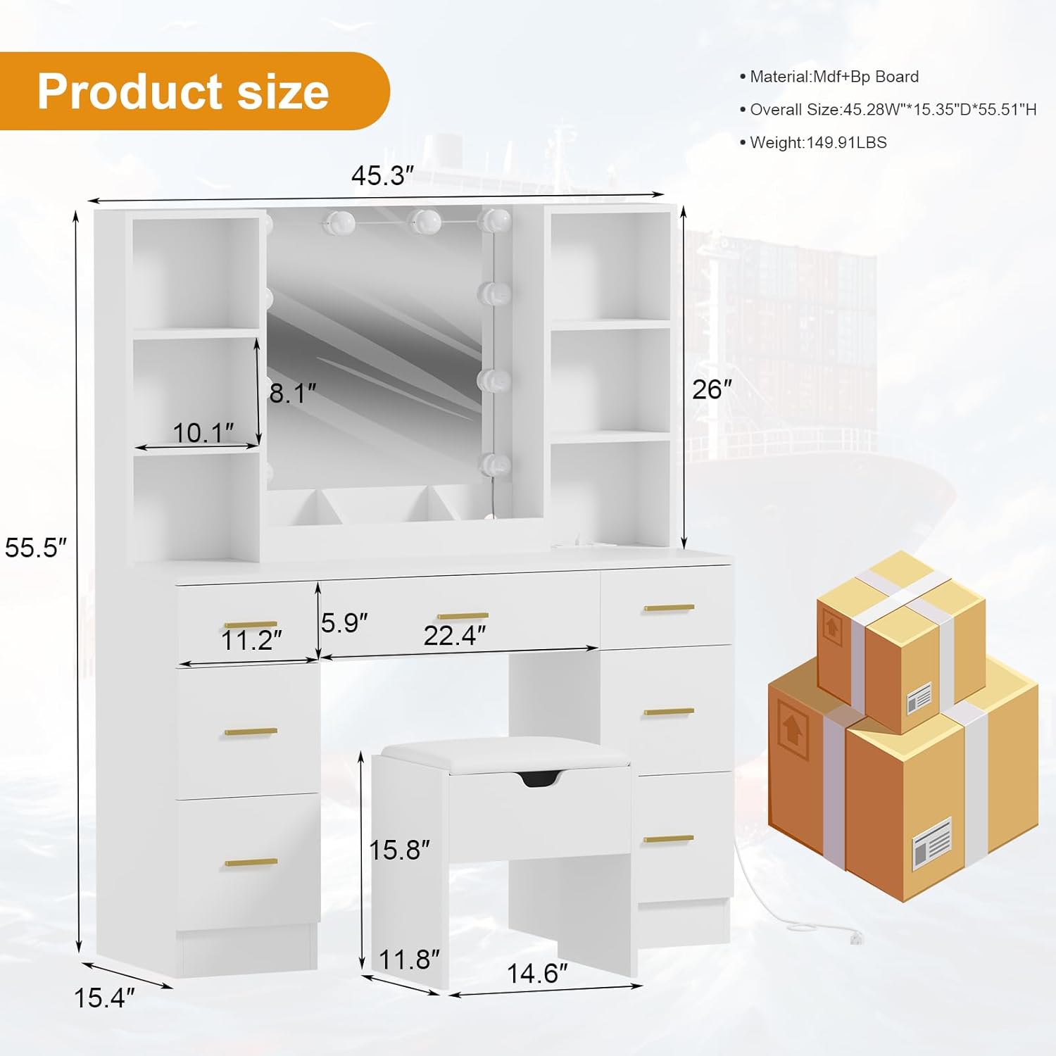 Qeetex LHF-SZT-PHO-3498QWCM Bedroom-Vanities - View #2