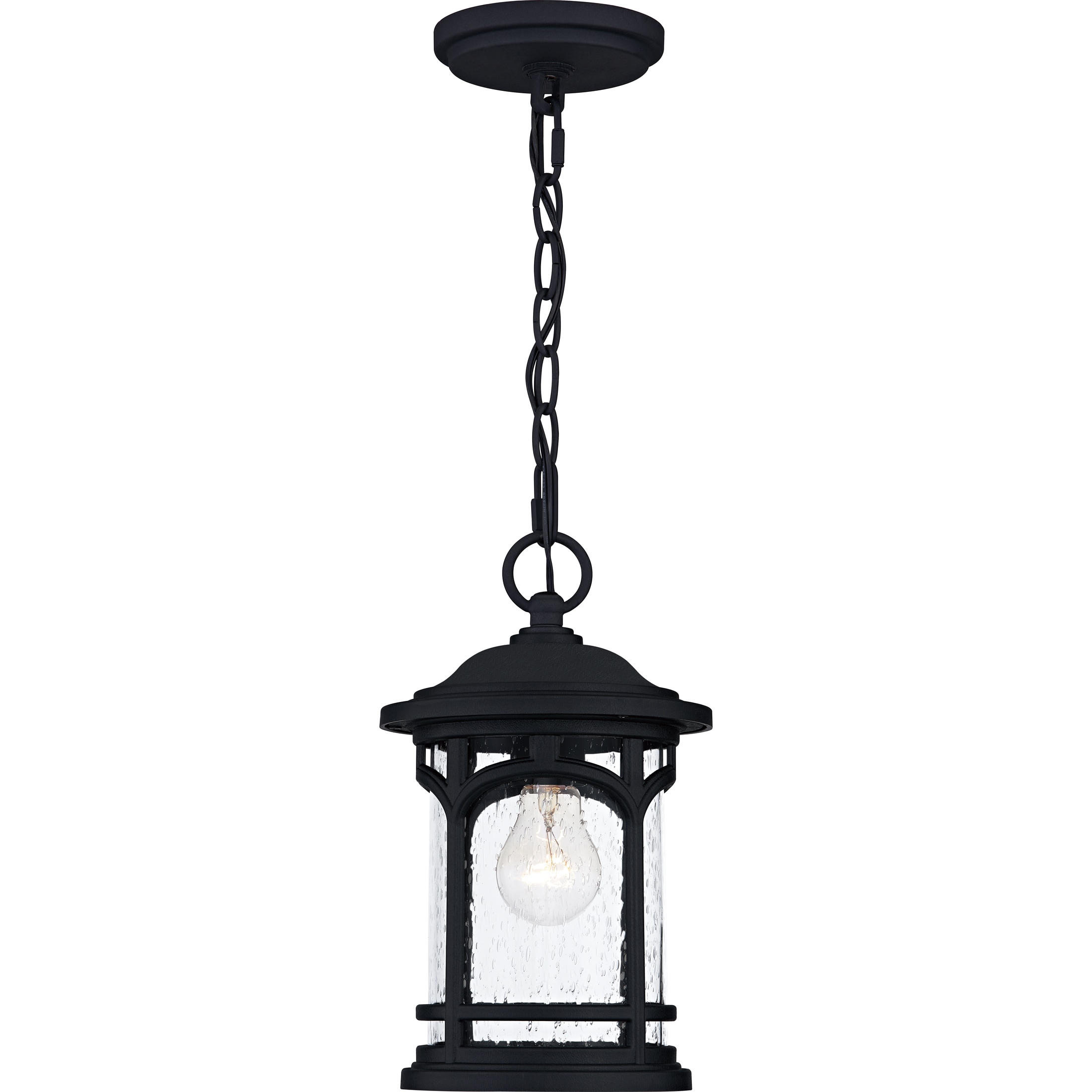 Quoizel Kessel Matte Black Traditional Seeded Glass Lantern Medium ...